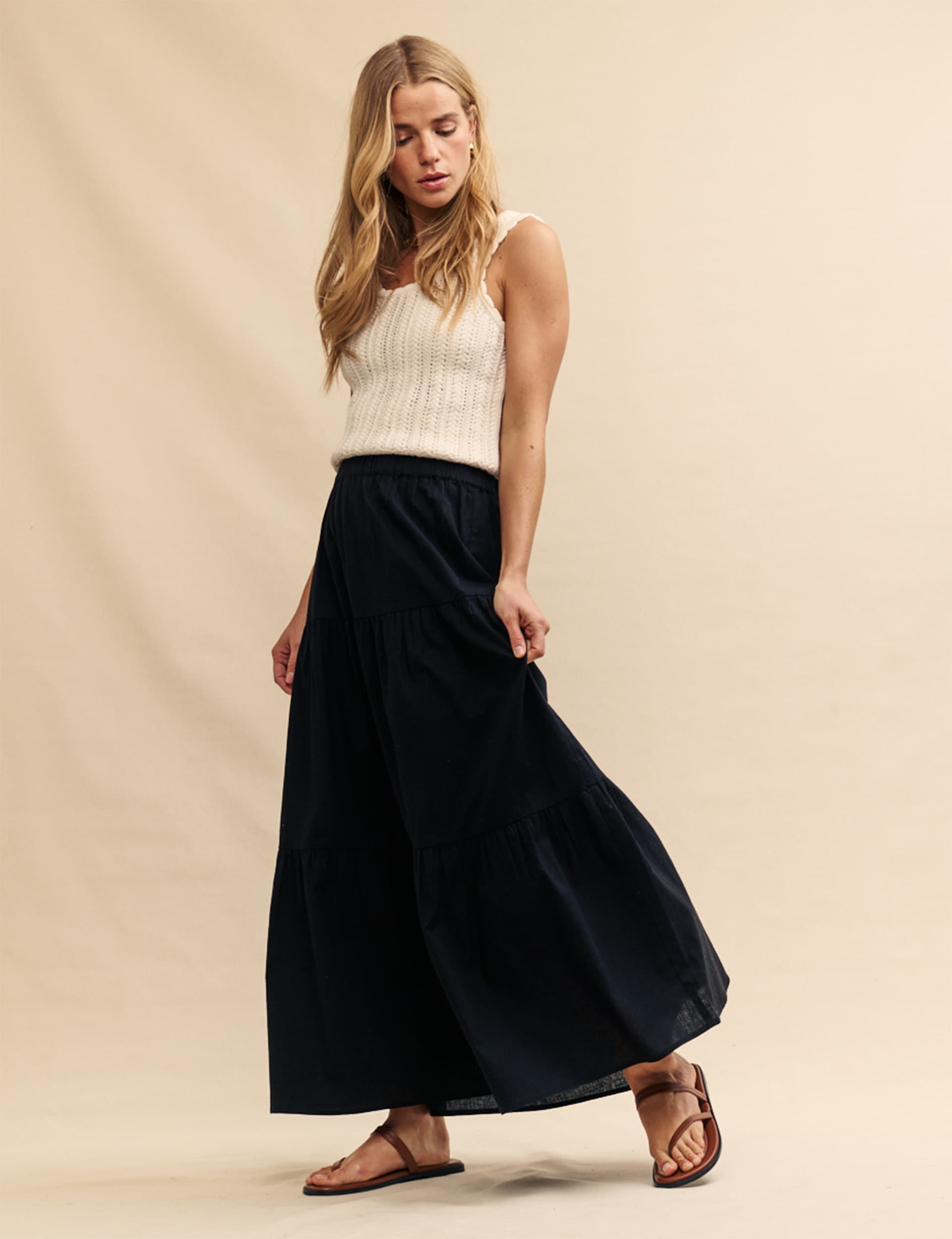 Nobody'S Child Women's Linen Rich Maxi Tiered Skirt