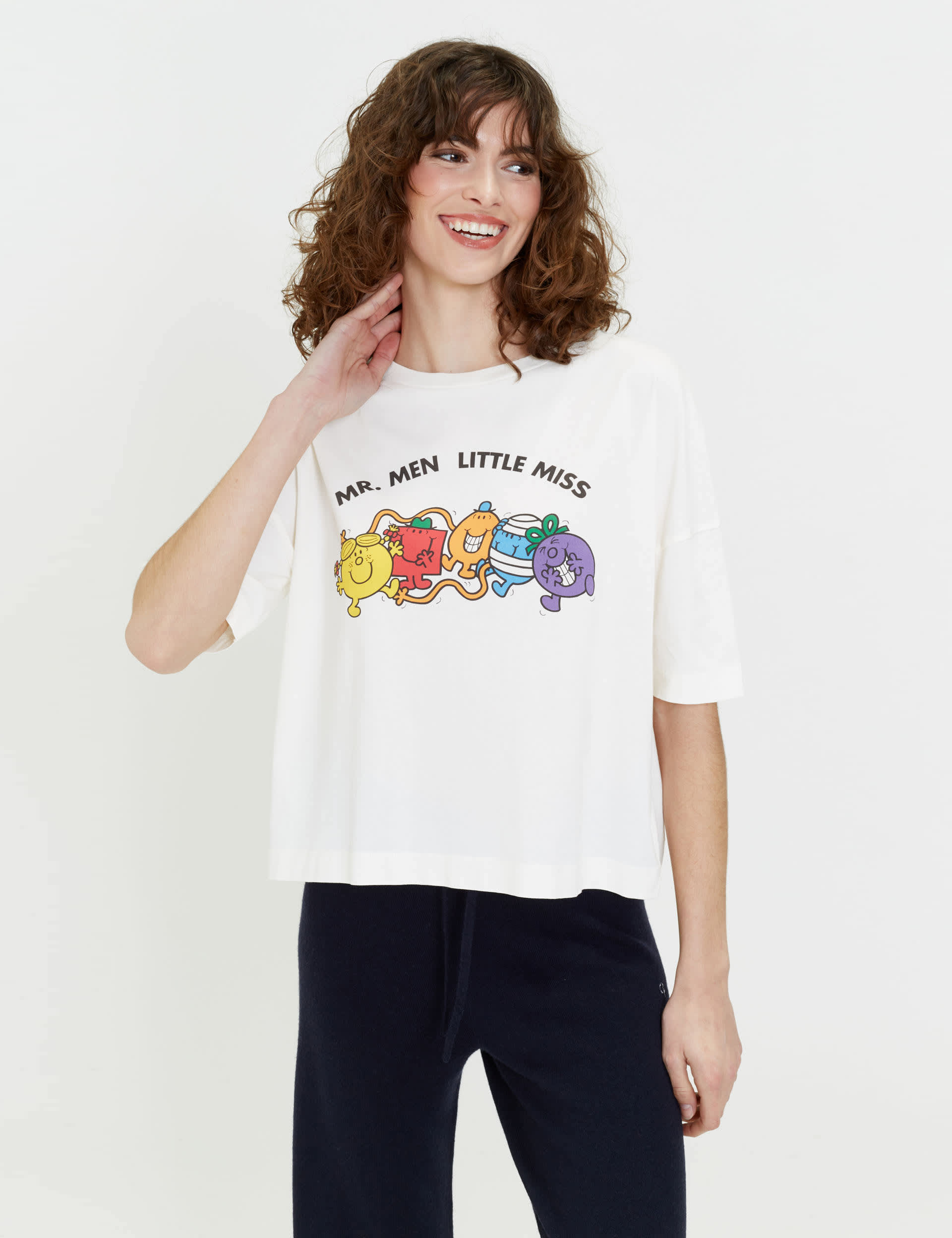 Chinti & Parker X Mr Men & Little Miss Pure Cotton Mr Men's Little Miss T-Shirt - Cream Mix, Cream M