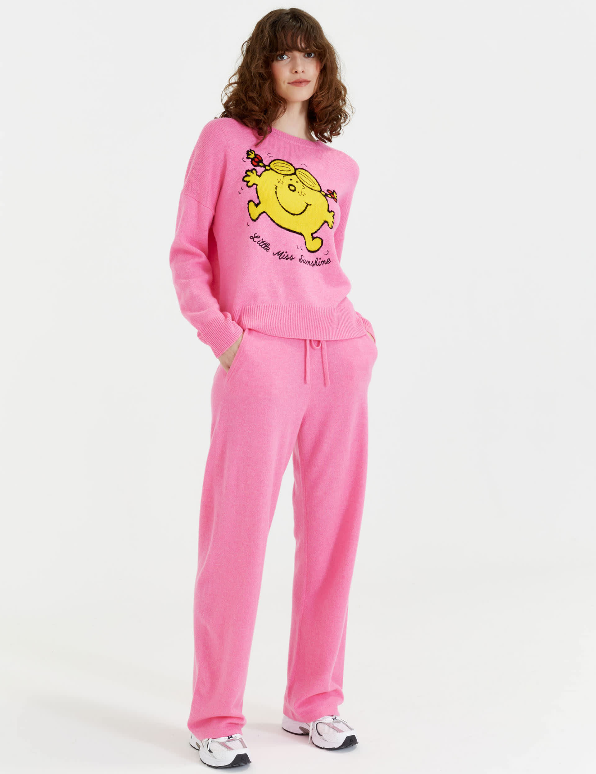 Chinti & Parker X Mr Men & Little Miss Women's Wool Rich Little Miss Sunshine Jumper - Pink Mix, Pin