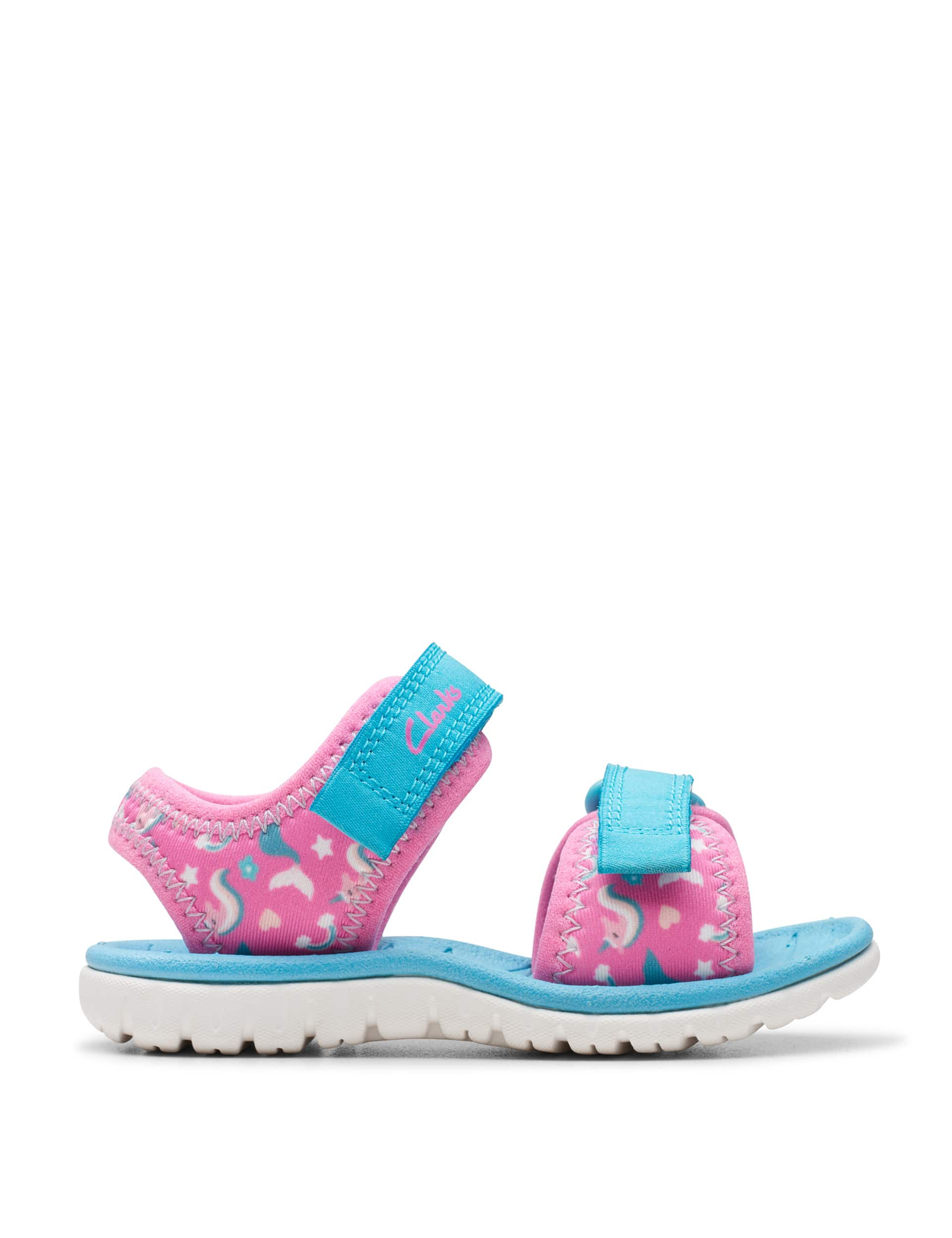 Clarks Kids Patterned Riptape Sandals (4 Small - 6.5 Small) - 4SF - Hot Pink, Hot Pink