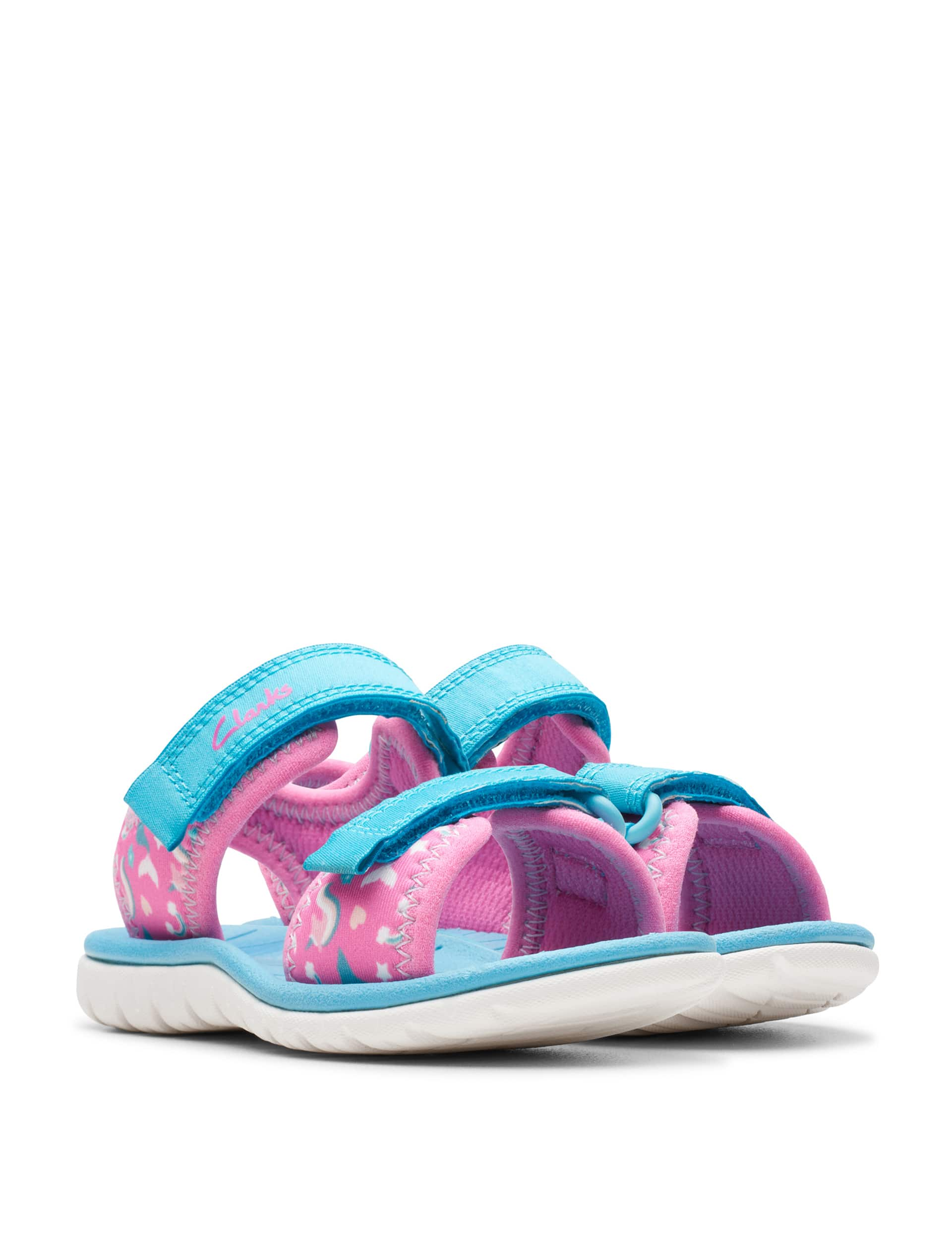 Clarks Kids Patterned Riptape Sandals (4 Small - 6.5 Small) - 4SF - Hot Pink, Hot Pink