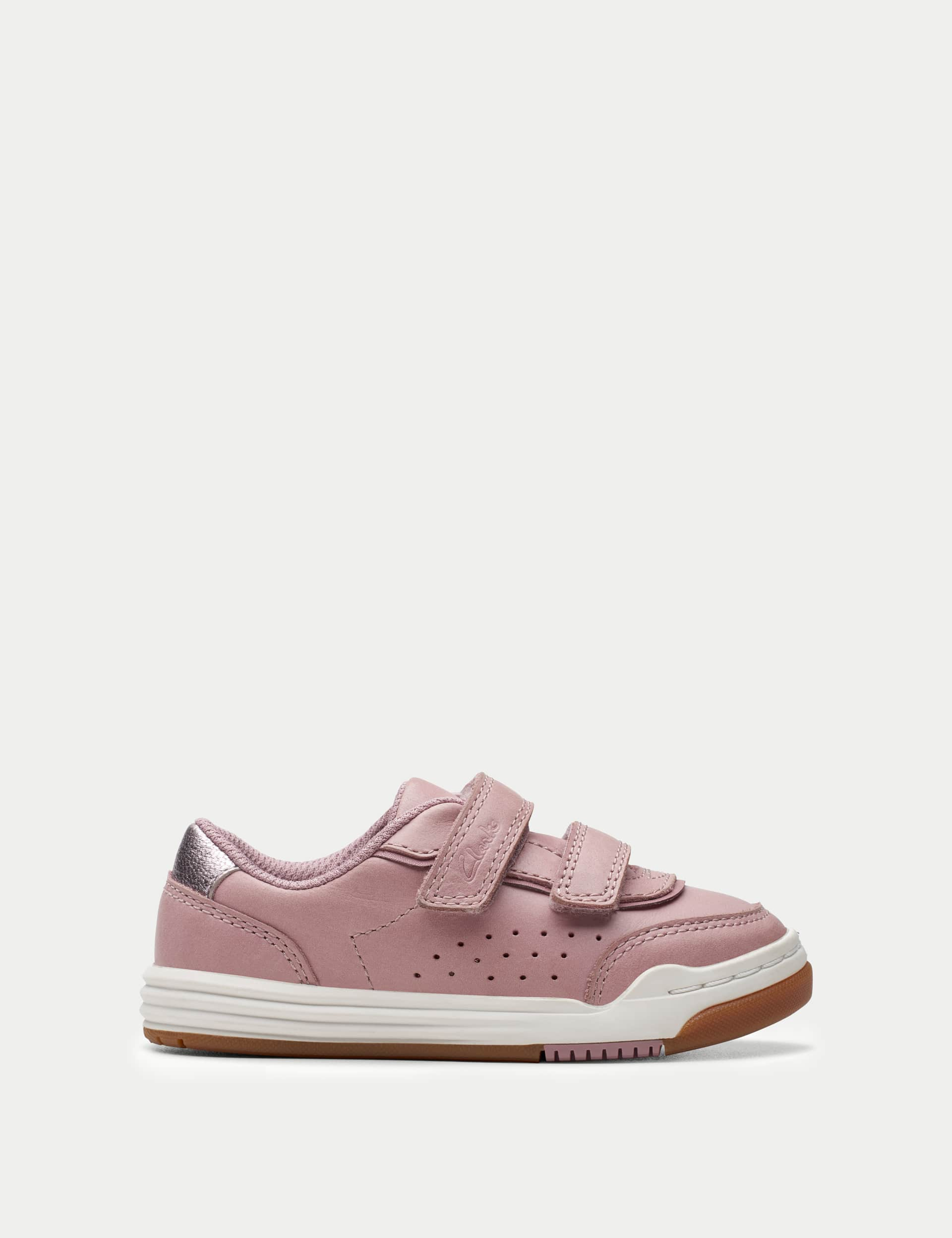 Clarks Kids Leather Riptape Trainers (4 Small - 6.5 Small) - 4SF - Dusty Pink, Dusty Pink