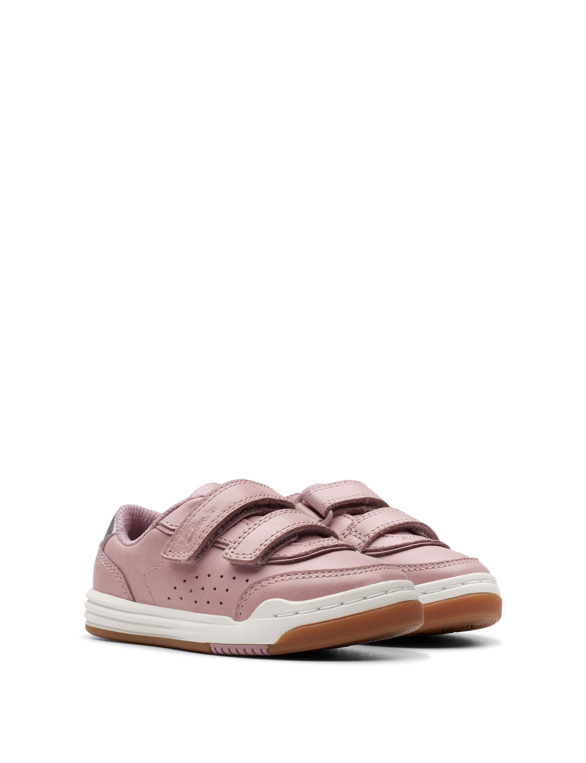 Clarks Kids Leather Riptape Trainers (4 Small - 6.5 Small) - 4SF - Dusty Pink, Dusty Pink