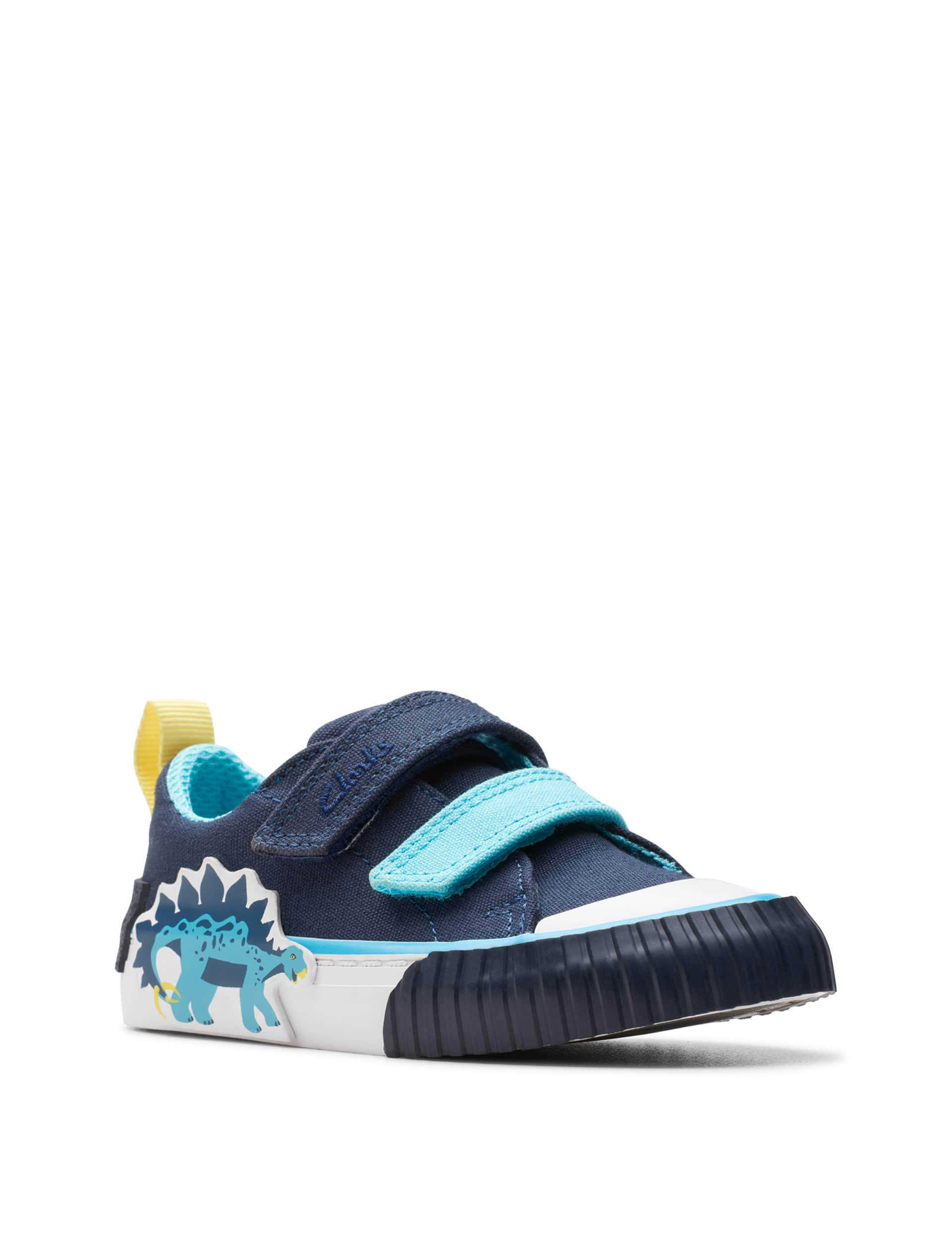 Clarks Kids Dinosaur Riptape Trainers (4 Small - 6.5 Small) - 4SG - Navy Mix, Navy Mix