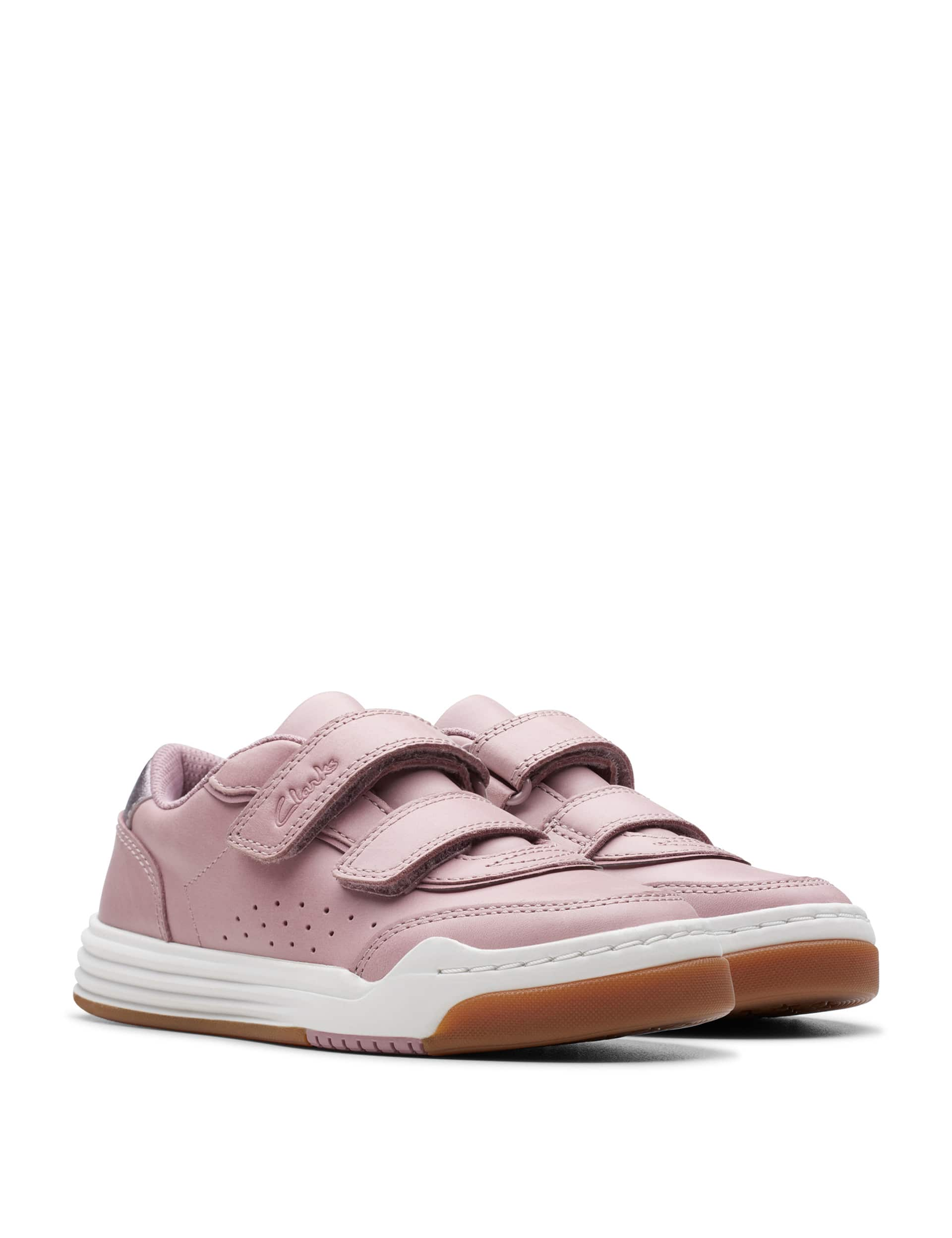 Clarks Kids Leather Riptape Trainers (7 Small - 12.5 Small) - 9 SF - Dusty Pink, Dusty Pink