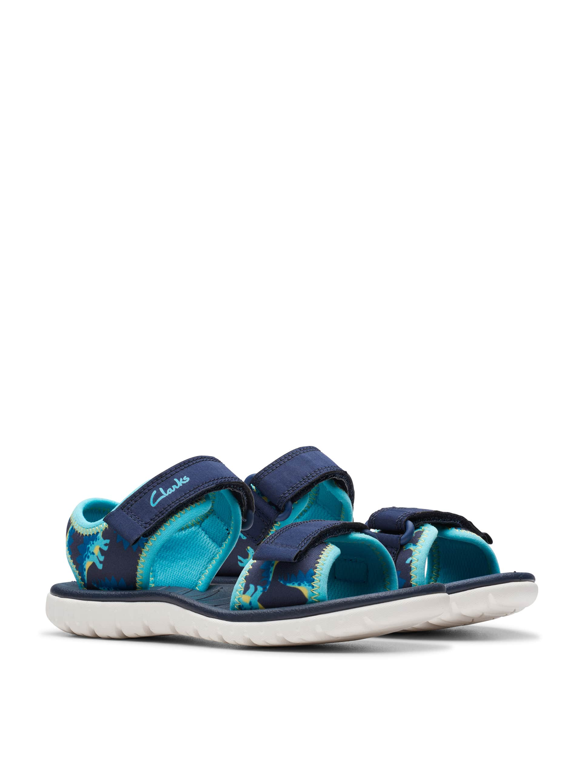 Clarks Kids Dinosaur Riptape Sandals (7 Small - 2.5 Large) - 12.5SG - Navy, Navy