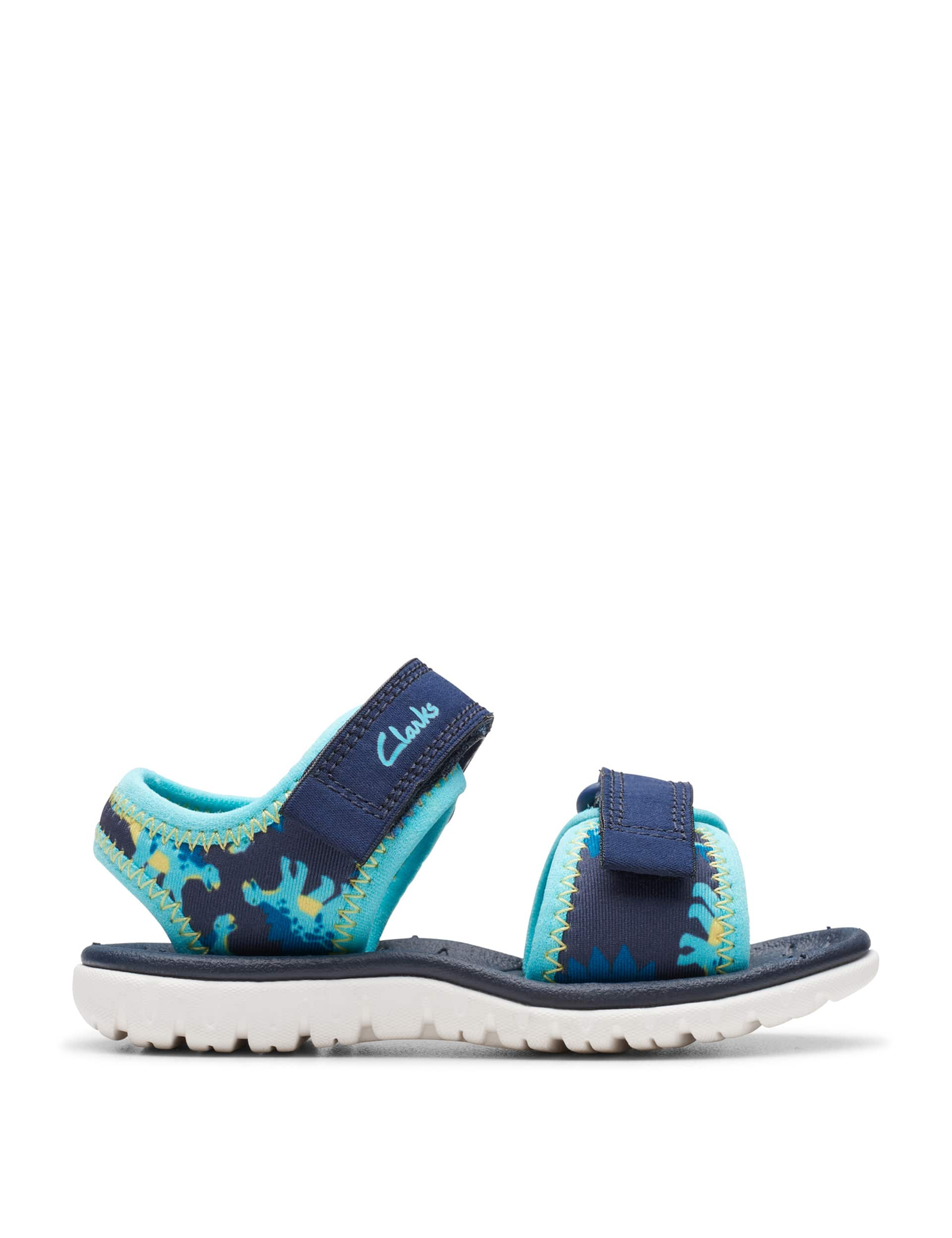 Clarks Kids Dinosaur Riptape Sandals (4 Small - 6.5 Small) - 4.5 SG - Navy, Navy