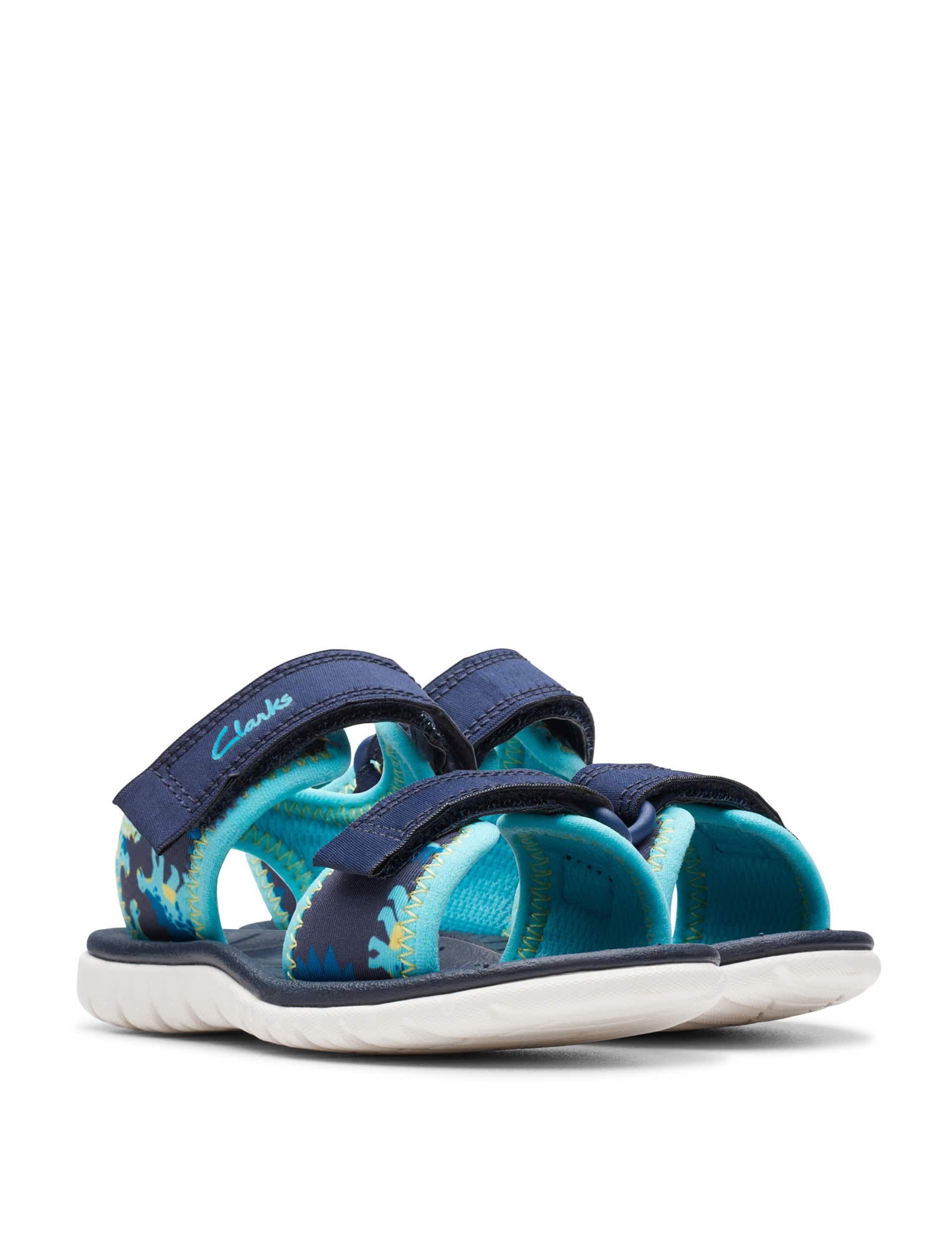 Clarks Kids Dinosaur Riptape Sandals (4 Small - 6.5 Small) - 4.5 SG - Navy, Navy