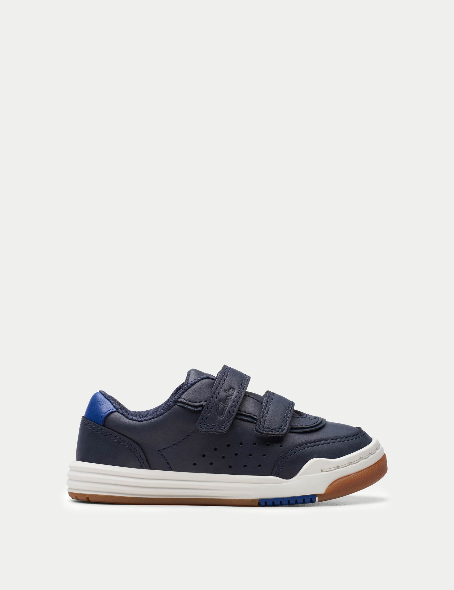 Clarks Kids Leather Riptape Trainers (4 Small