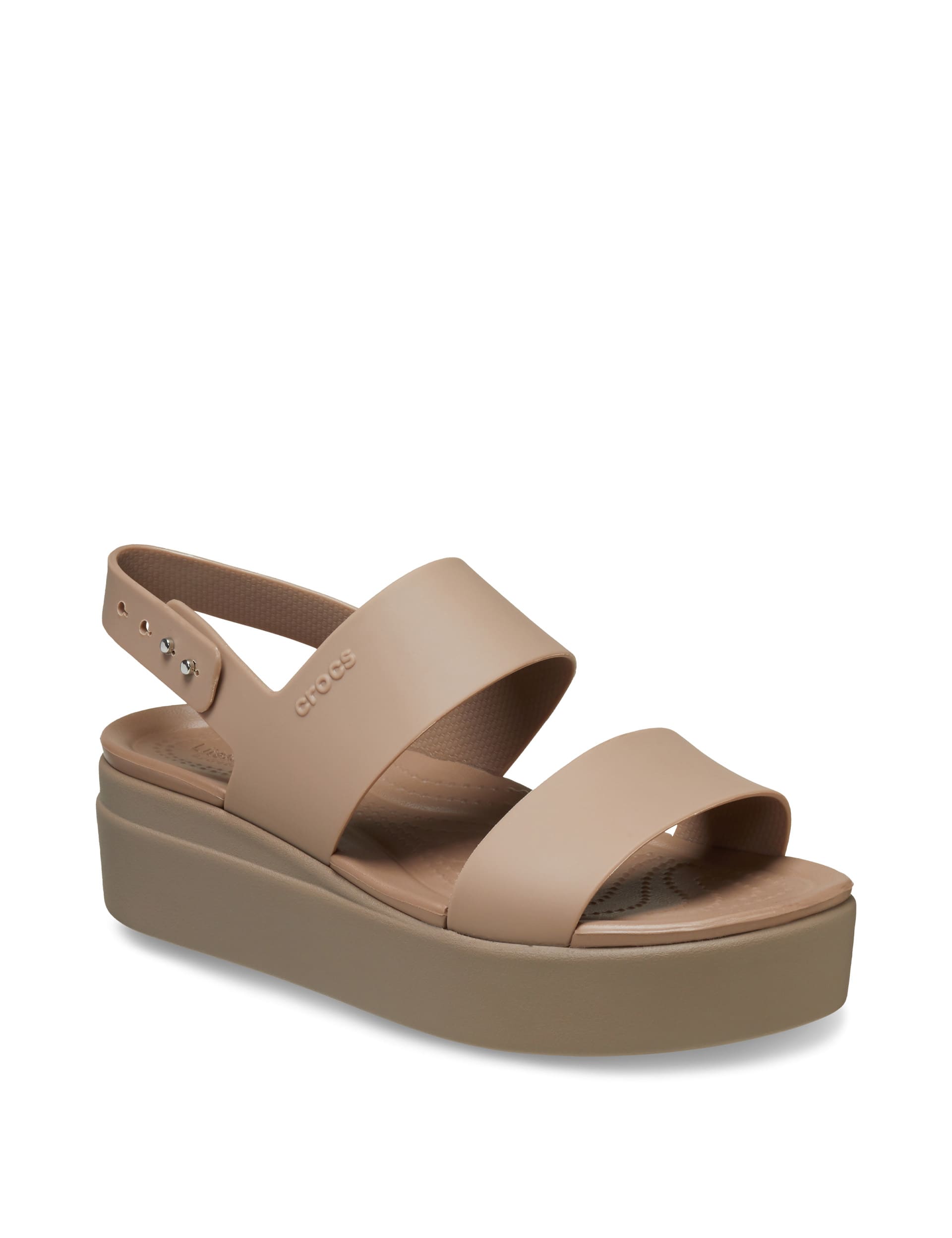 Crocs Women's Brooklyn Wedge Sandals - 8 - Brown, Black,Brown