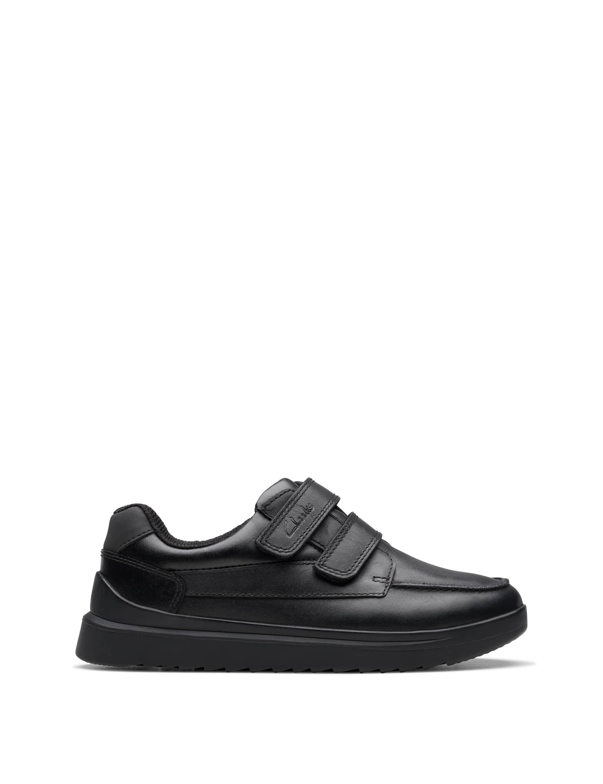 Clarks Boys Leather Riptape Trainers (10 Small - 2.5 Large) - 1 LF - Black, Black