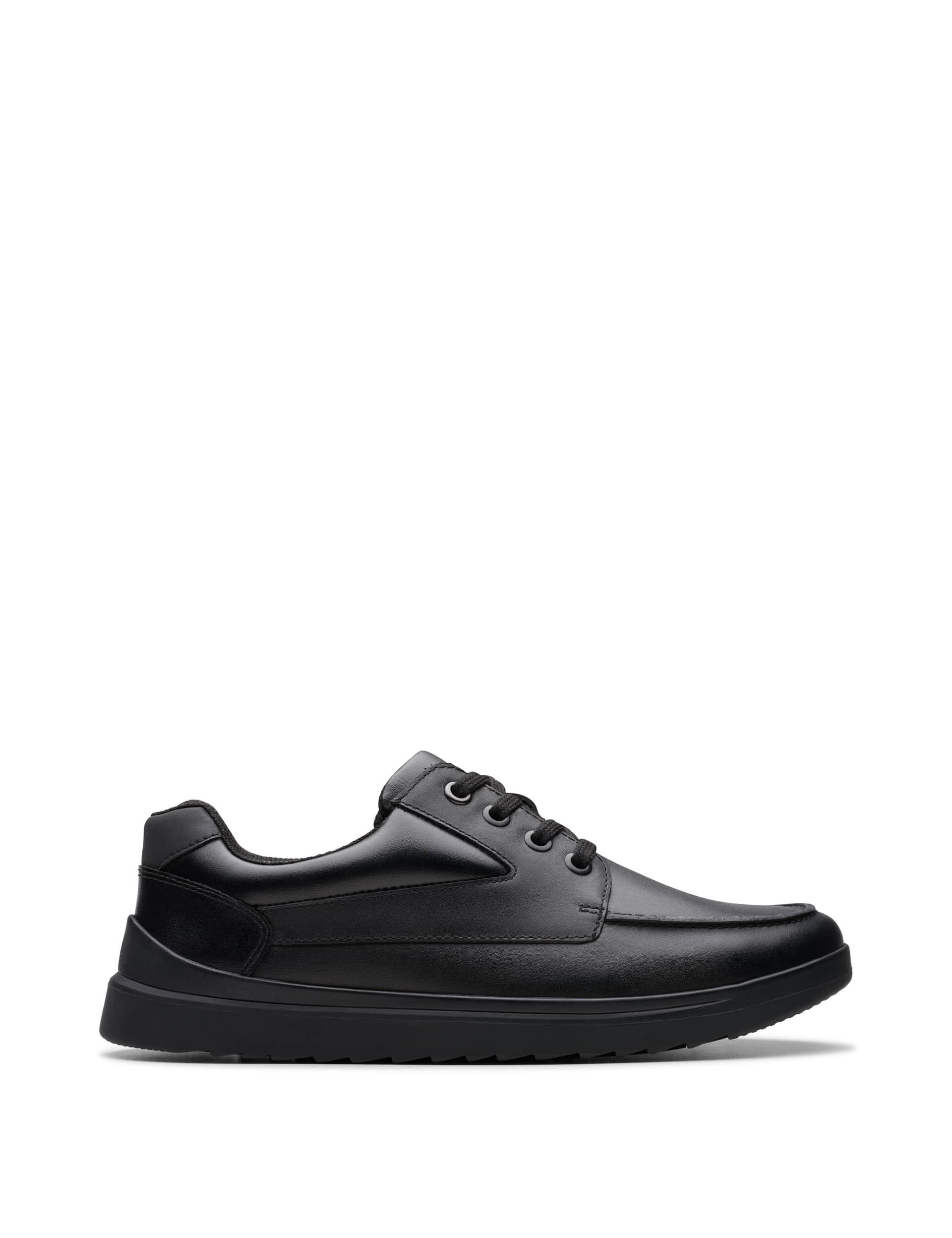 Clarks Kids Leather Trainers (3 Large - 8 Large) - 3 LF - Black, Black