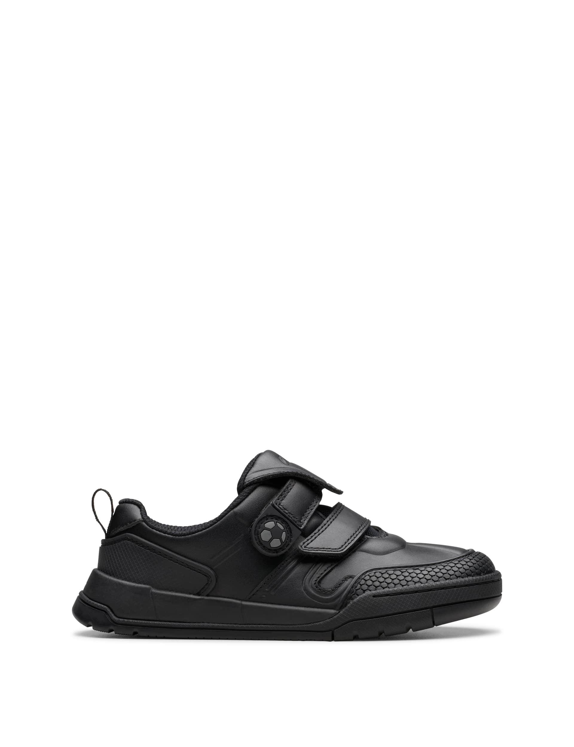 Clarks Kids Leather Riptape Trainers (10 Small - 2 Large) - 12.5SG - Black, Black