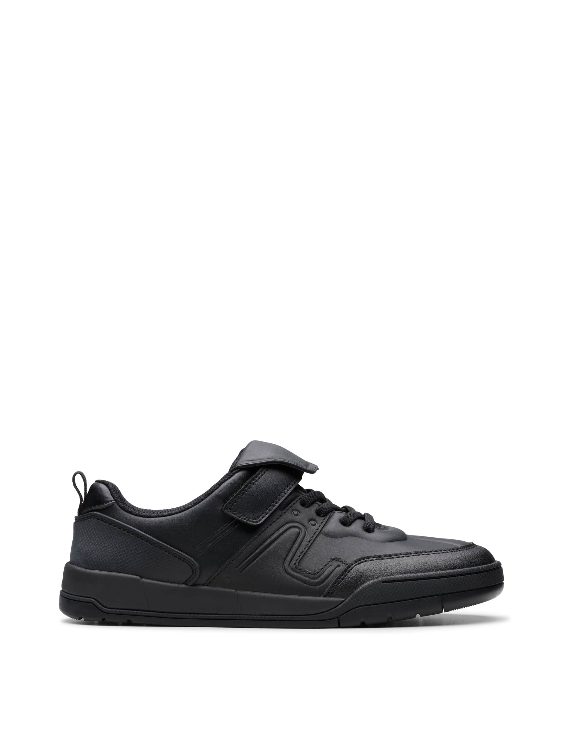 Clarks Boys Leather Riptape Trainers (3 Large - 8 Large) - 3.5 LF - Black, Black