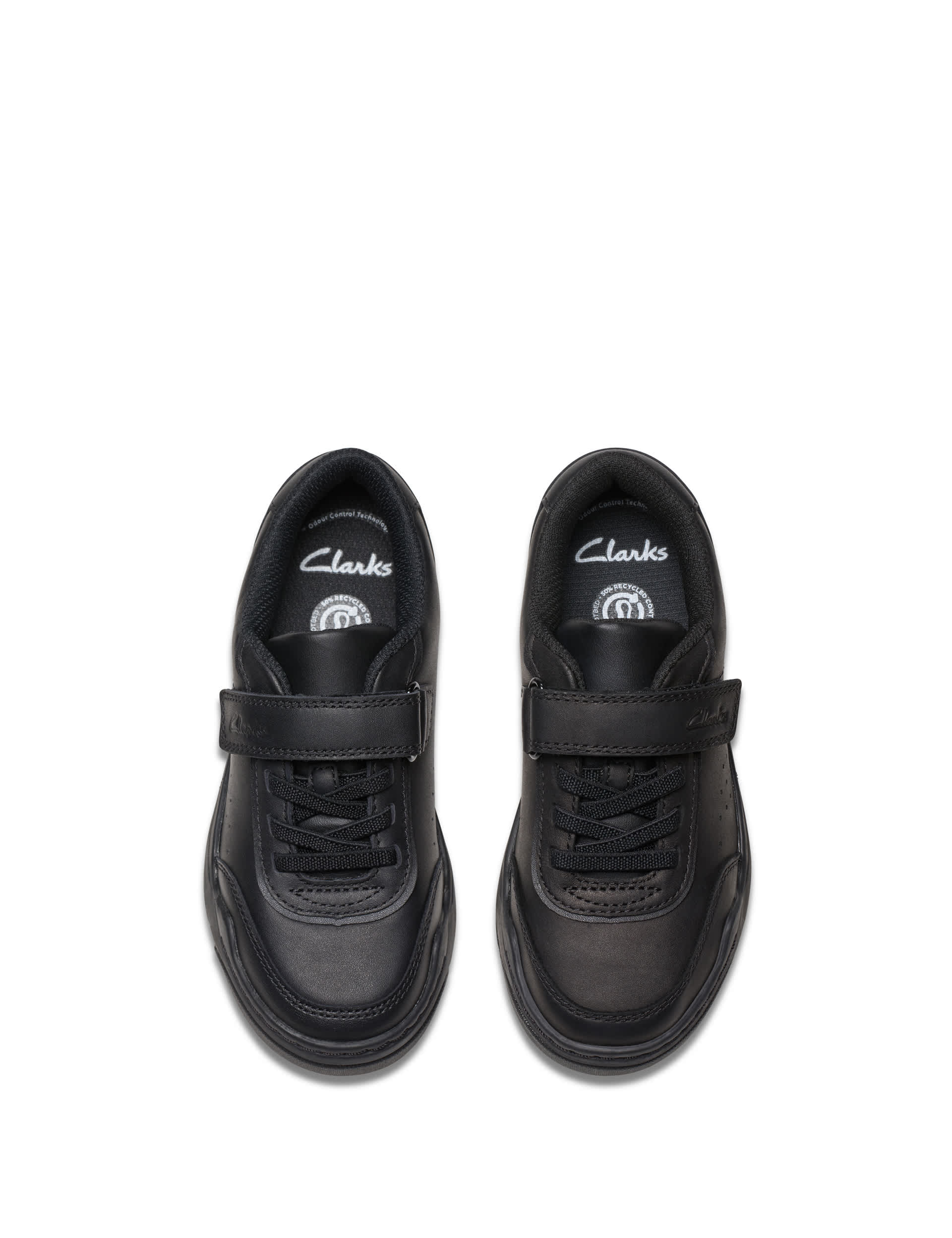 Clarks Kids Leather Riptape Trainers (7 Small - 12.5 Small) - 12 SG - Black, Black