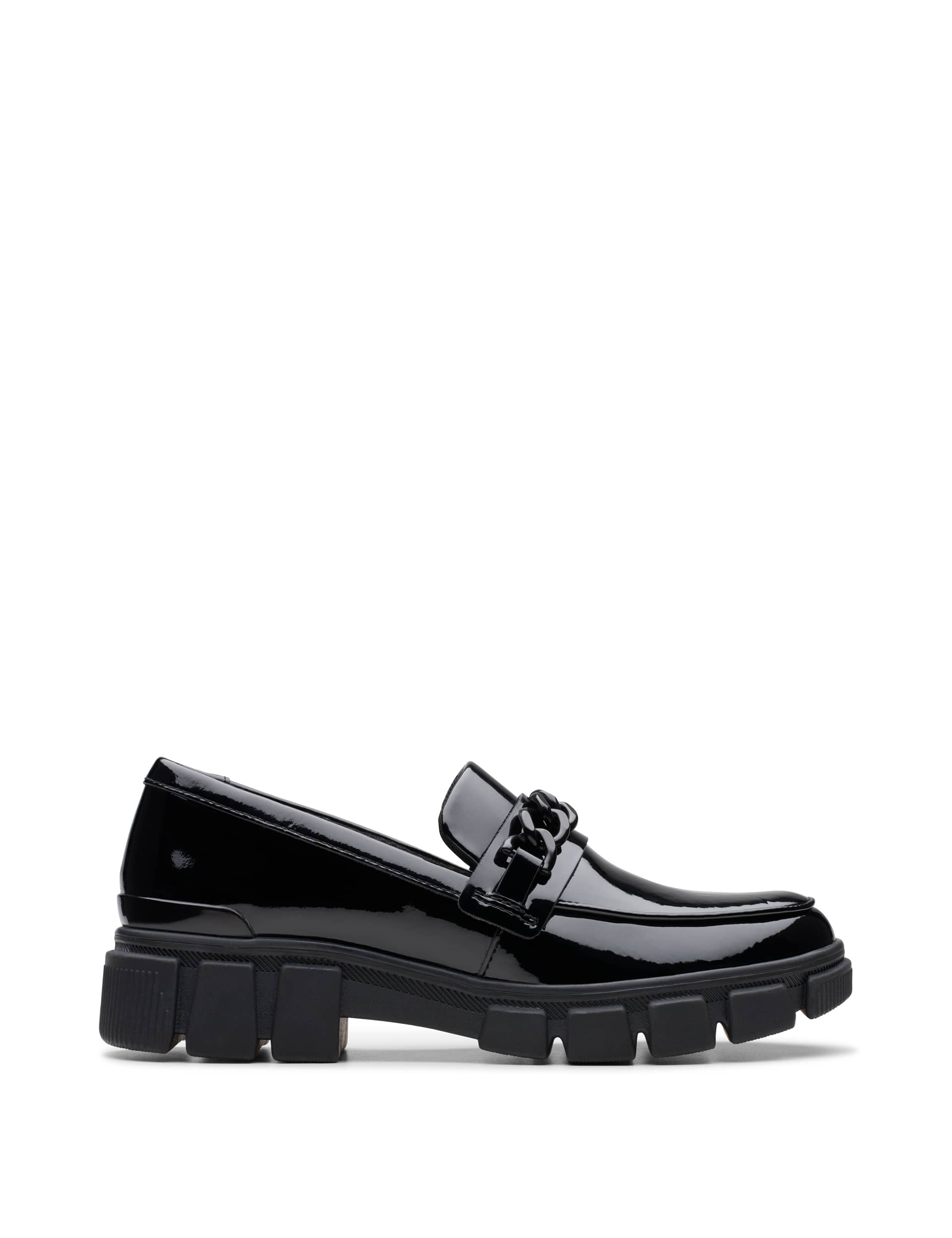 Clarks Kids Patent Leather Loafers (3 Large to 7 Large) - 4.5 LG - Black, Black