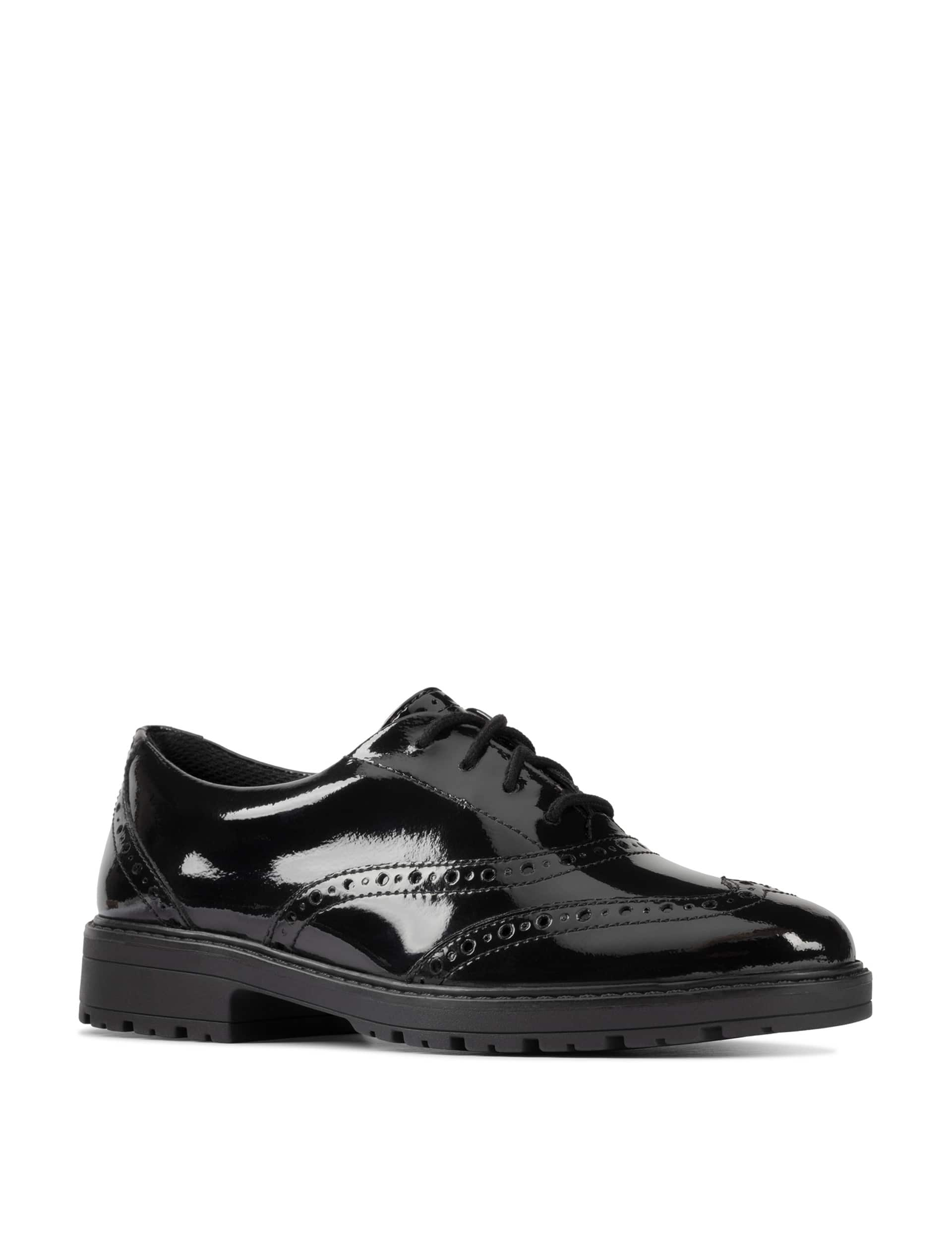 Clarks Kids Patent Leather Brogues (3 Large - 9 Large) - 6.5 LG - Black, Black