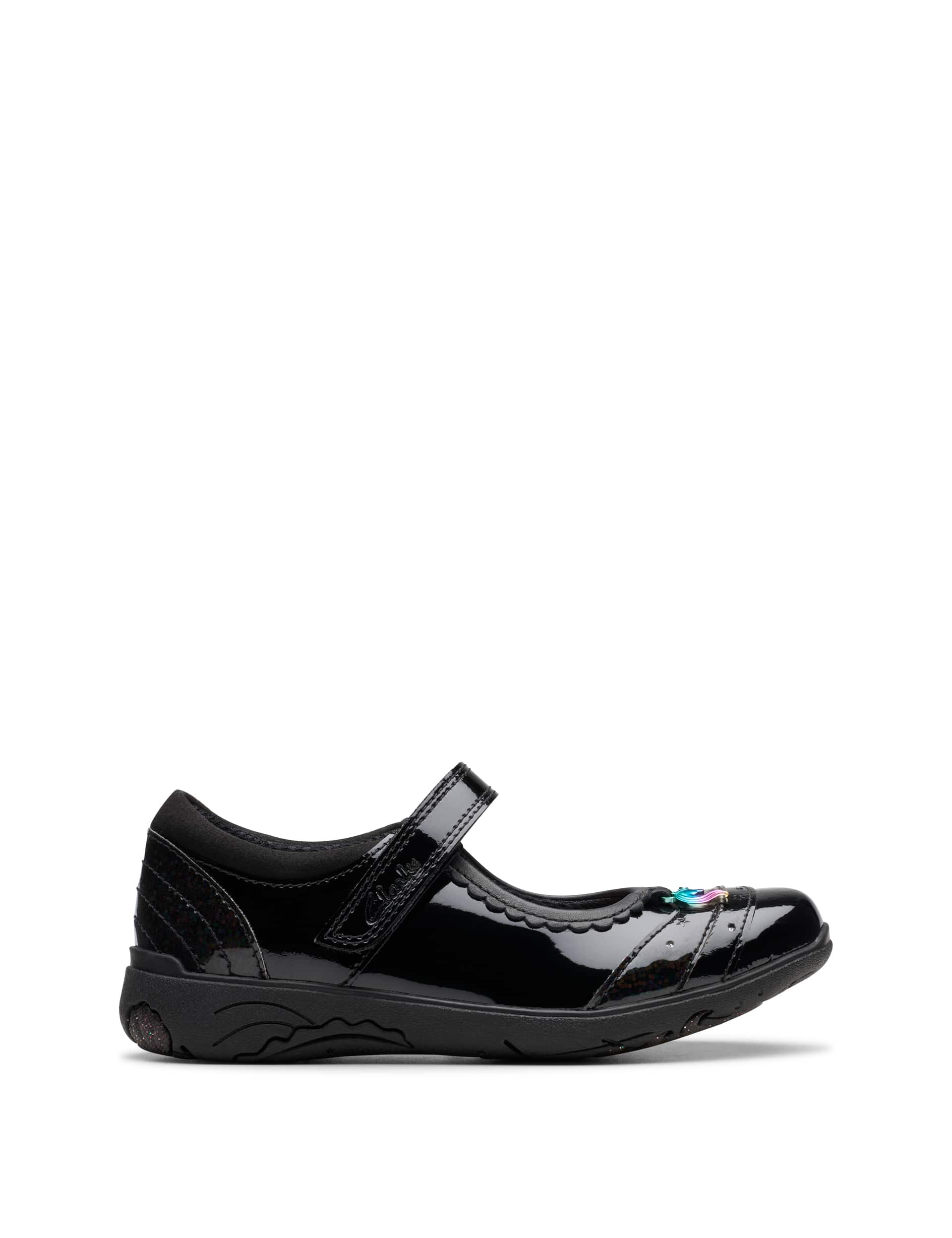 Clarks Kids Patent Leather Riptape Mary Jane Shoes (8 Small - 2.5 Large) - 11.5SG - Black, Black