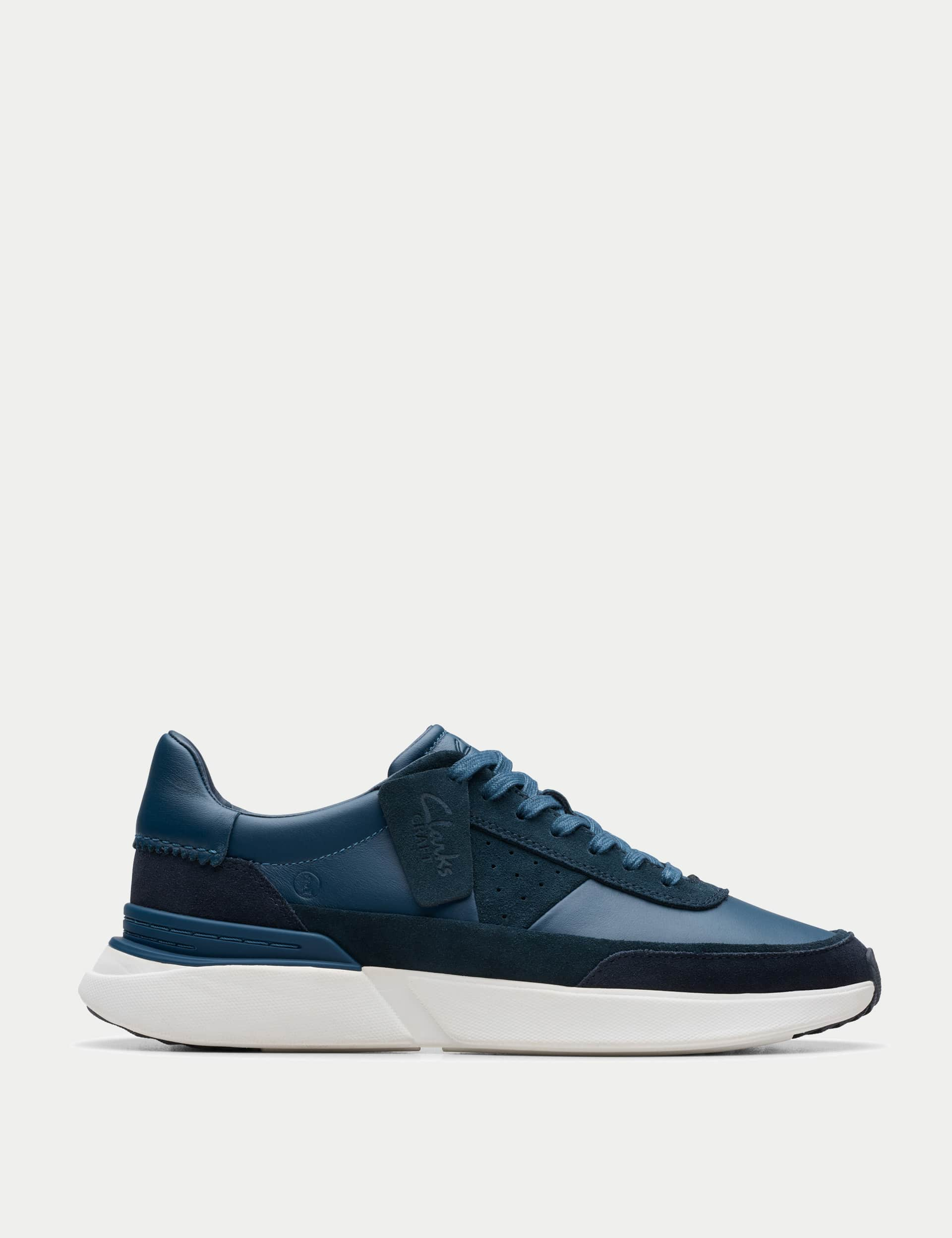 Clarks Men's Leather Lace Up Trainers - 8 - Navy, Navy