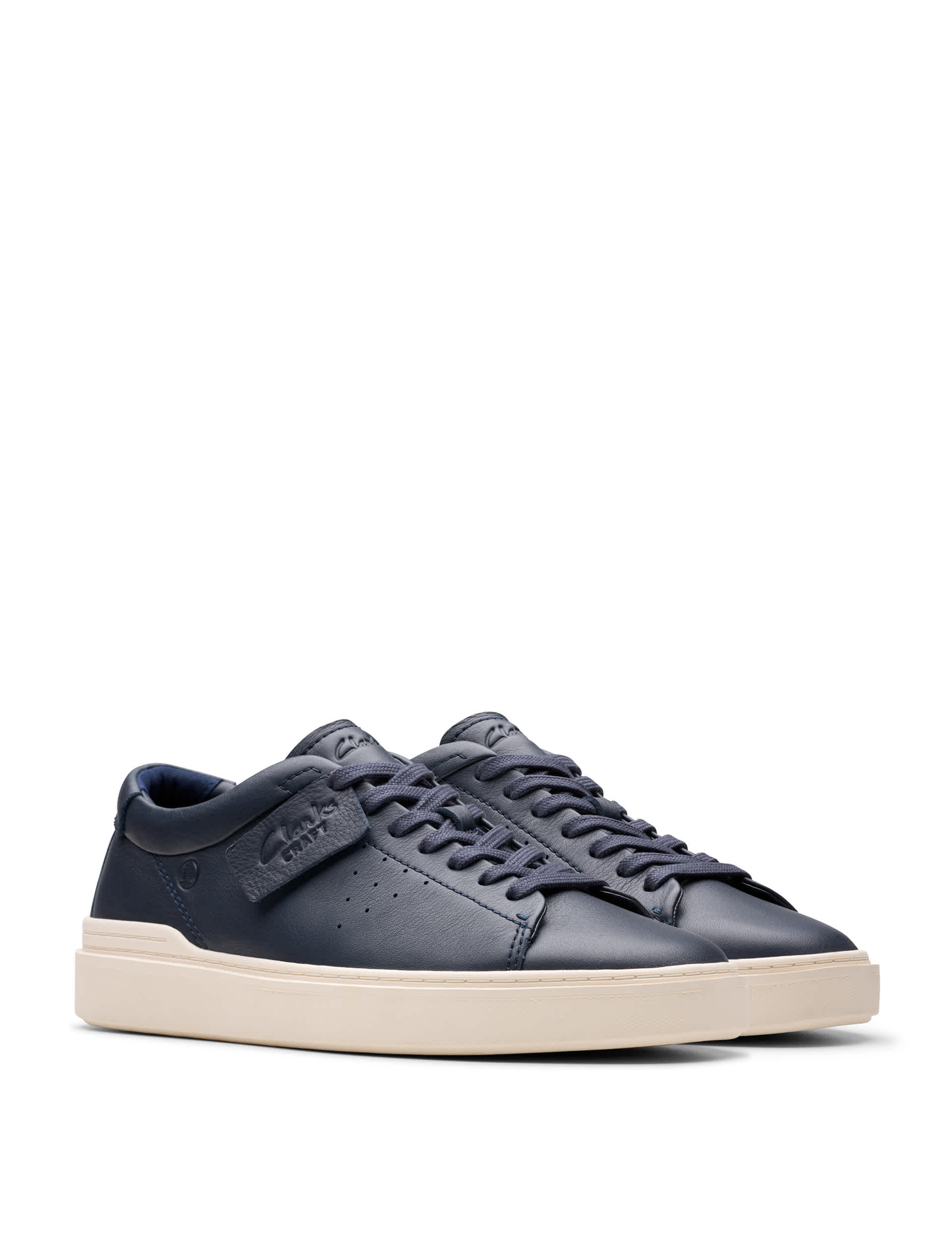 Clarks Men's Leather Lace Up Trainers - 9 - Navy, Navy