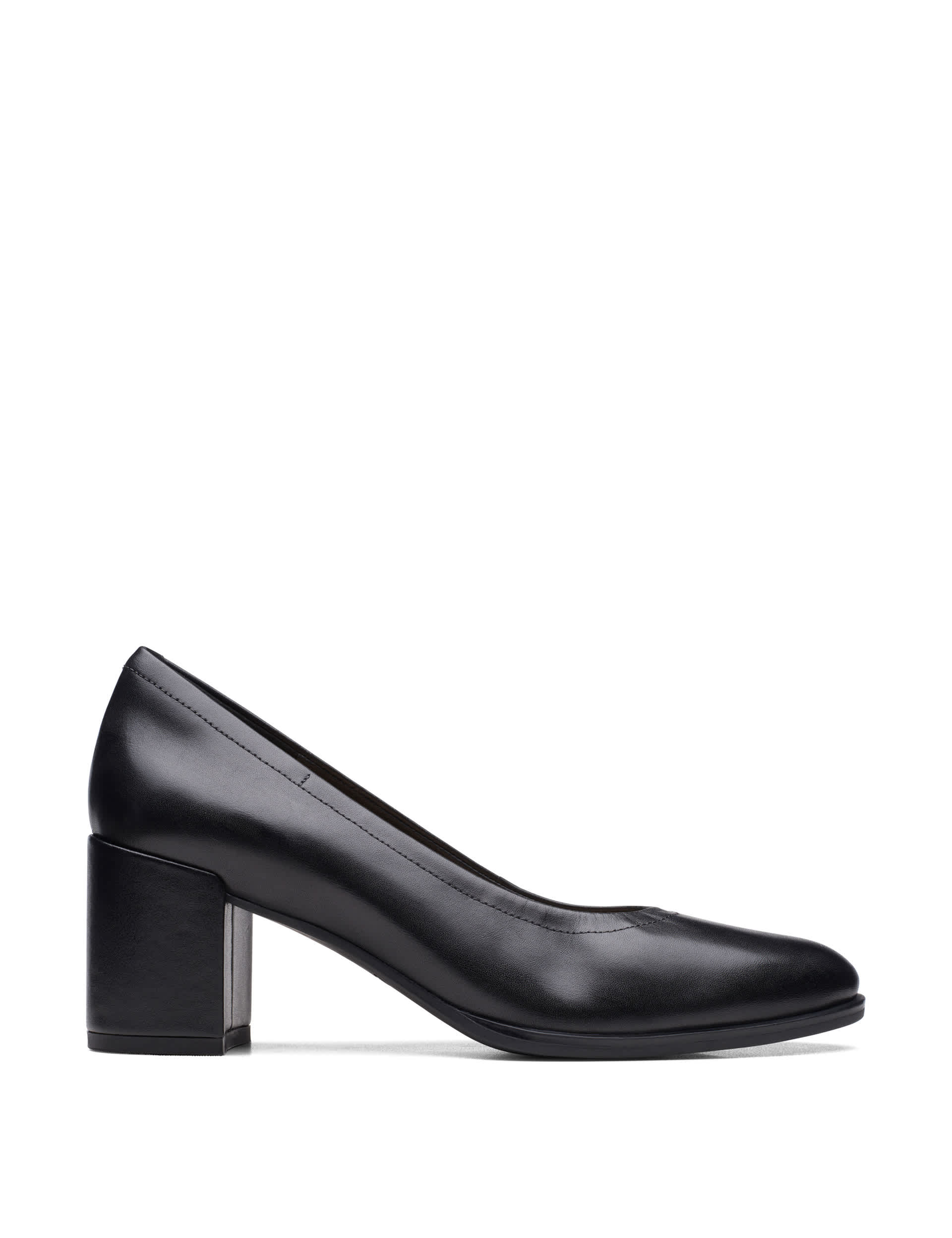 Clarks Women's Leather Block Heel Court Shoes - 8 - Black, Black