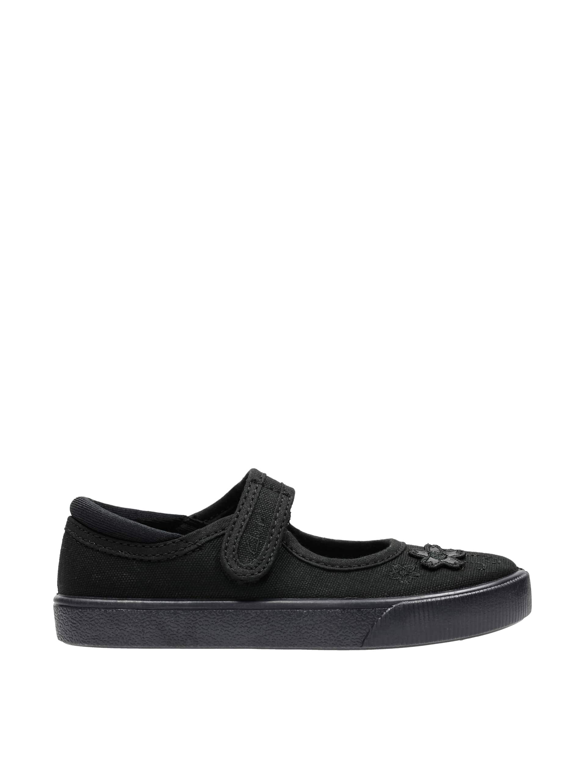 Clarks Kids Canvas Floral Riptape Plimsolls (7 Small - 4 Large) - 3.5G - Black, Black