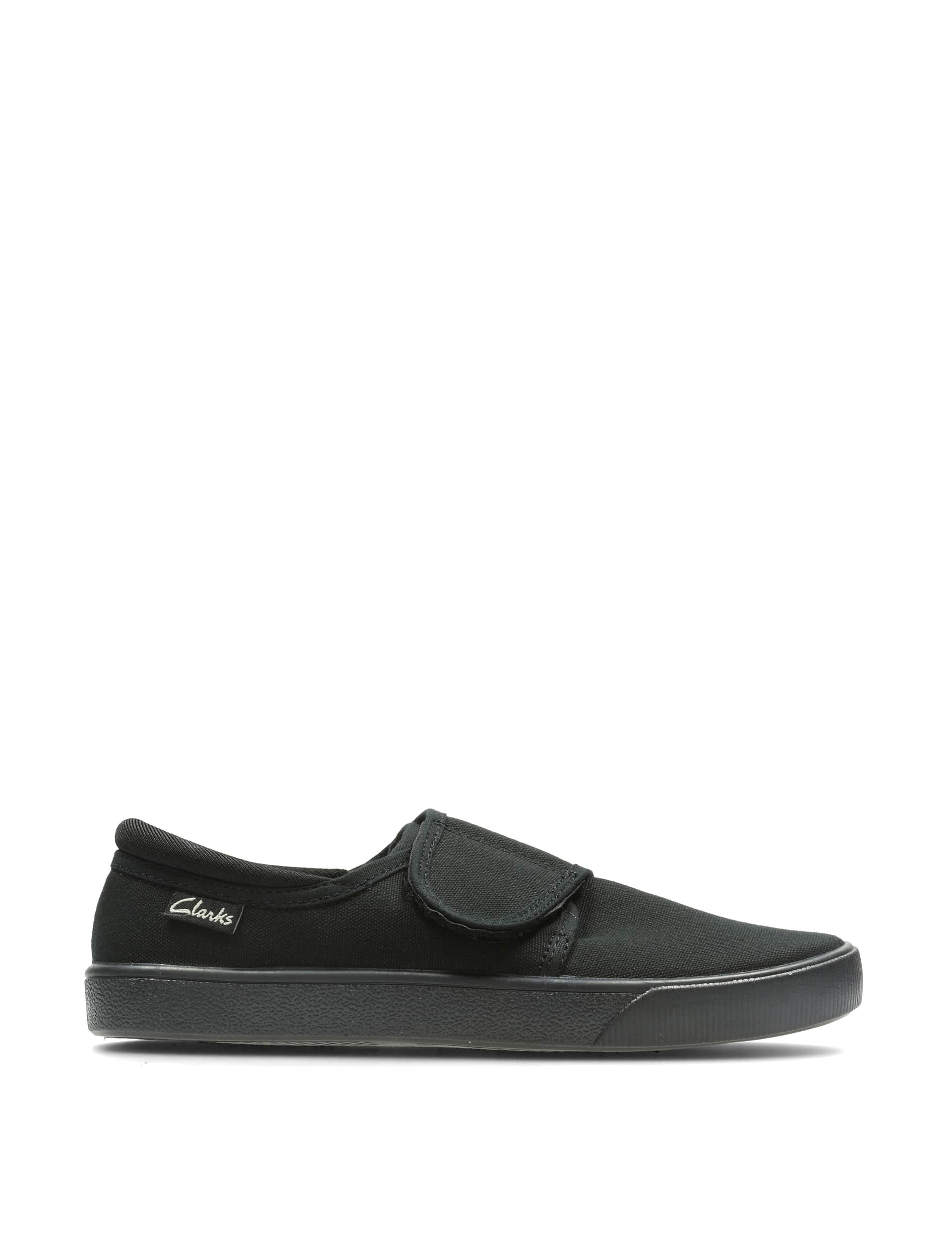 Clarks Kids Canvas Riptape Plimsolls (7 Small - 5 Large) - 3.5F - Black, Black