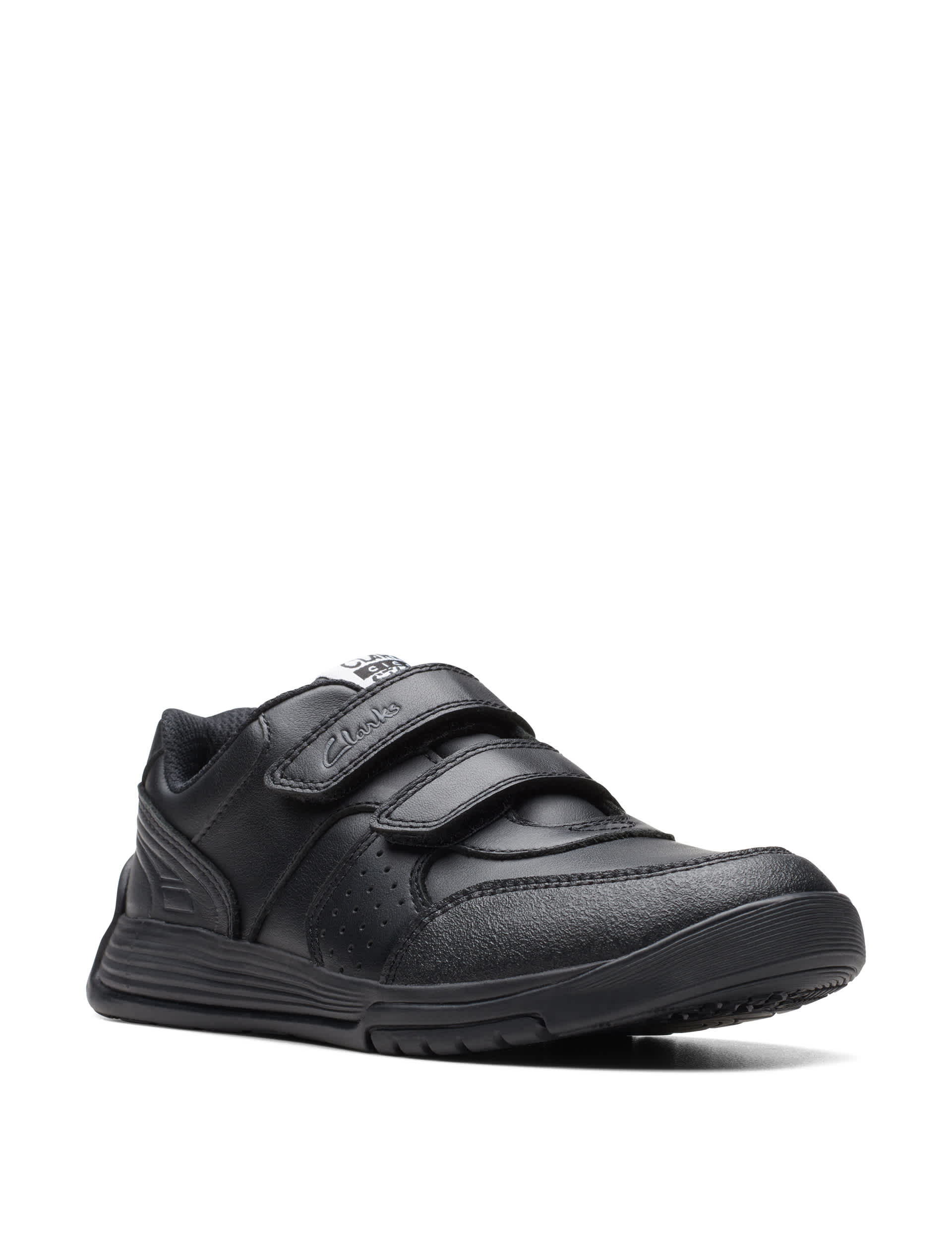 Clarks Kids Leather Riptape Trainers (8 Small - 2 Large) - 10 SG - Black, Black