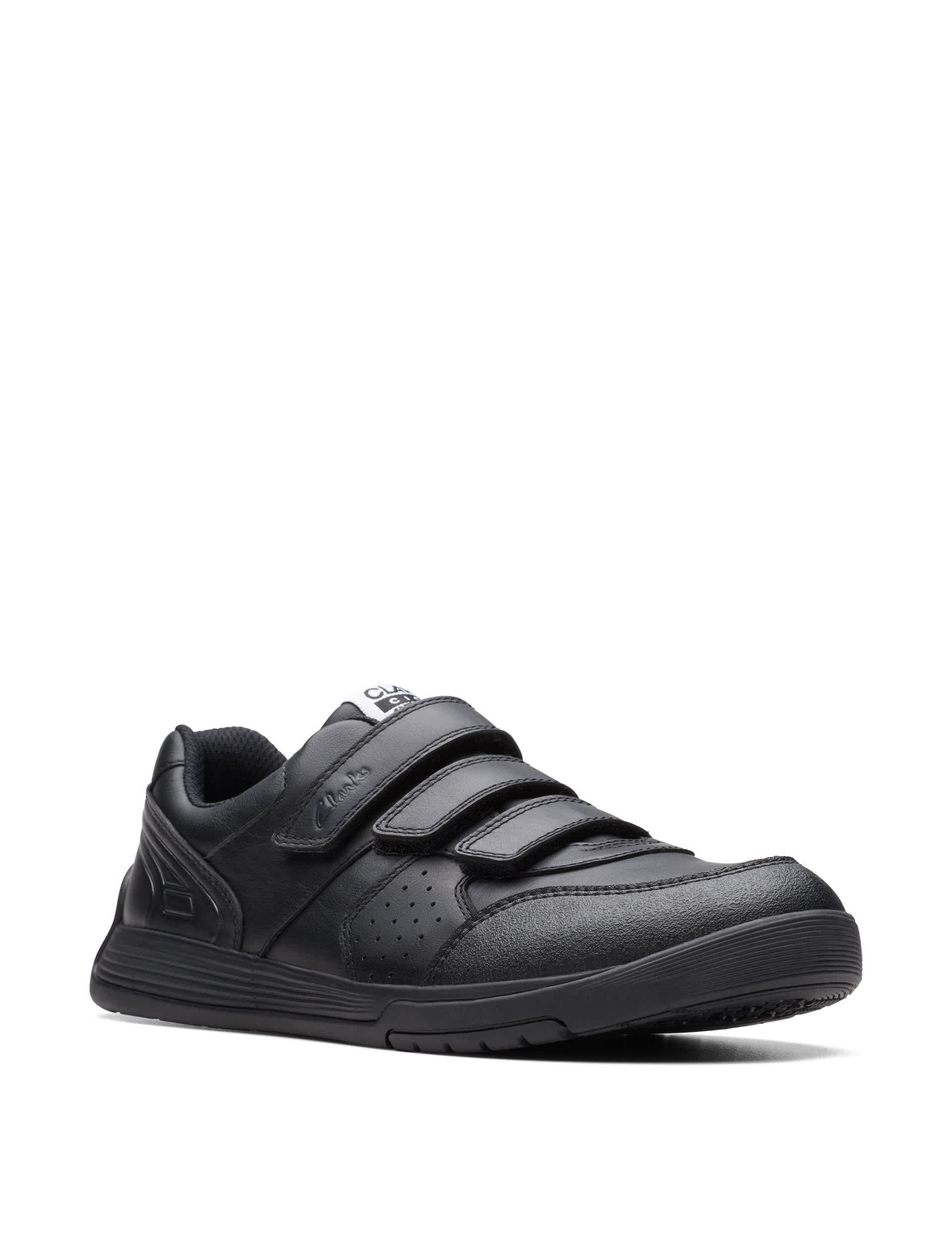 Clarks Kids Leather Riptape Trainers (3 Small - 8 Small) - 5.5 SG - Black, Black