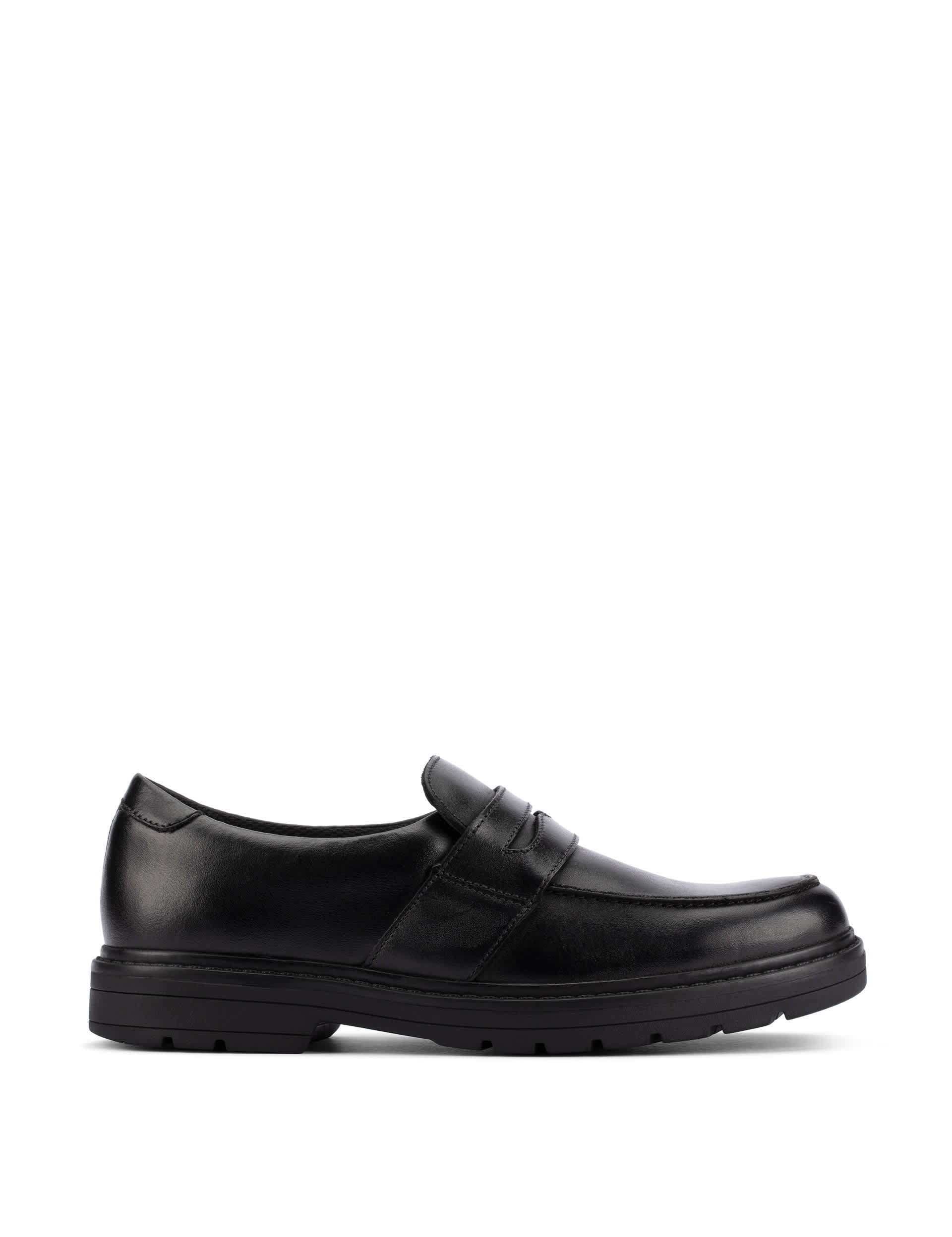 Clarks Kids Leather Slip-On Loafers (3 Small - 7 Small) - 3.5 SF - Black, Black