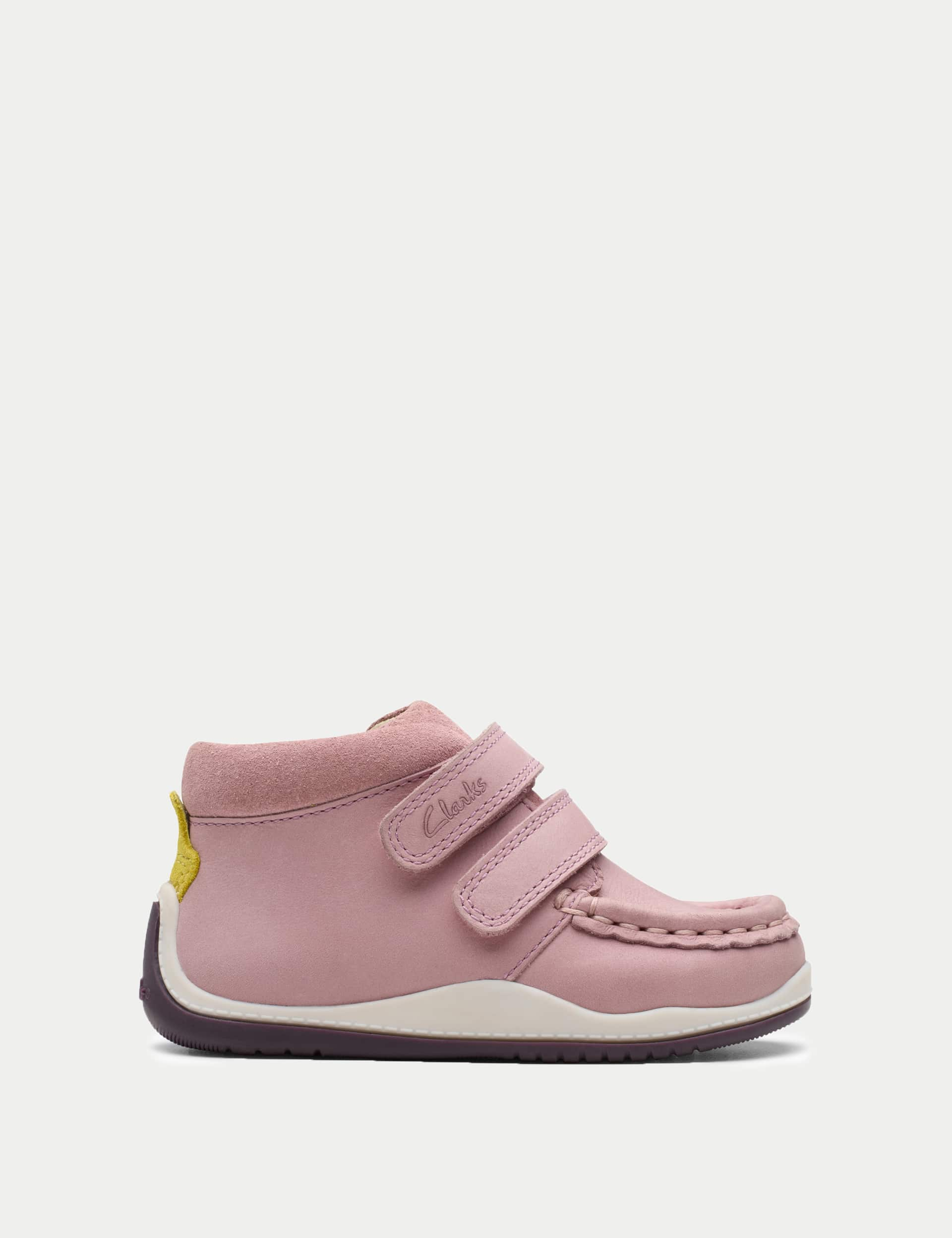 Clarks Kids Leather Riptape Ankle Boots (3 Small - 6 Small) - 3 SG - Pink, Pink