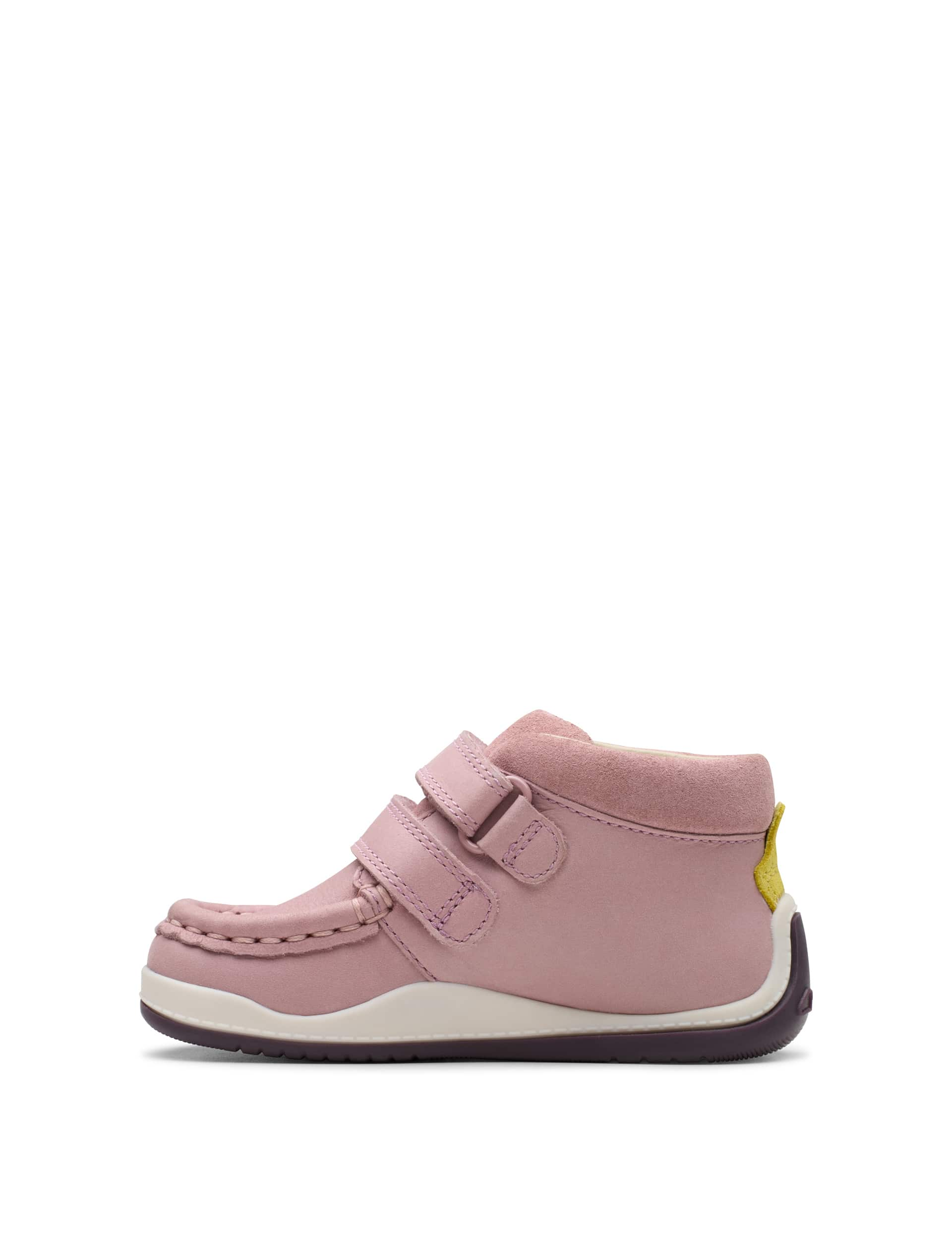 Clarks Kids Leather Riptape Ankle Boots (3 Small - 6 Small) - 3 SG - Pink, Pink