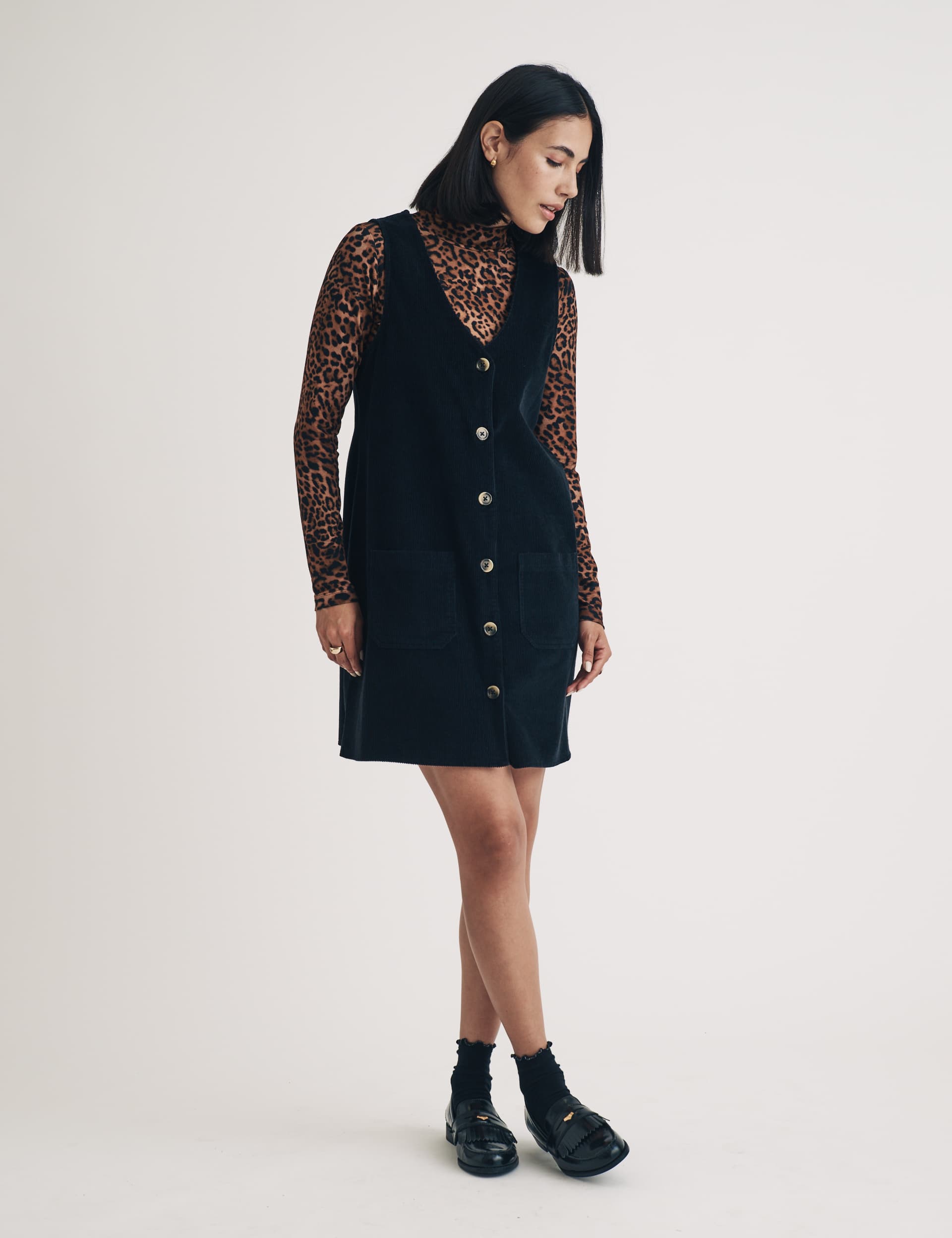 Nobody'S Child Women's Pure Cotton Button Front Mini Shift Dress