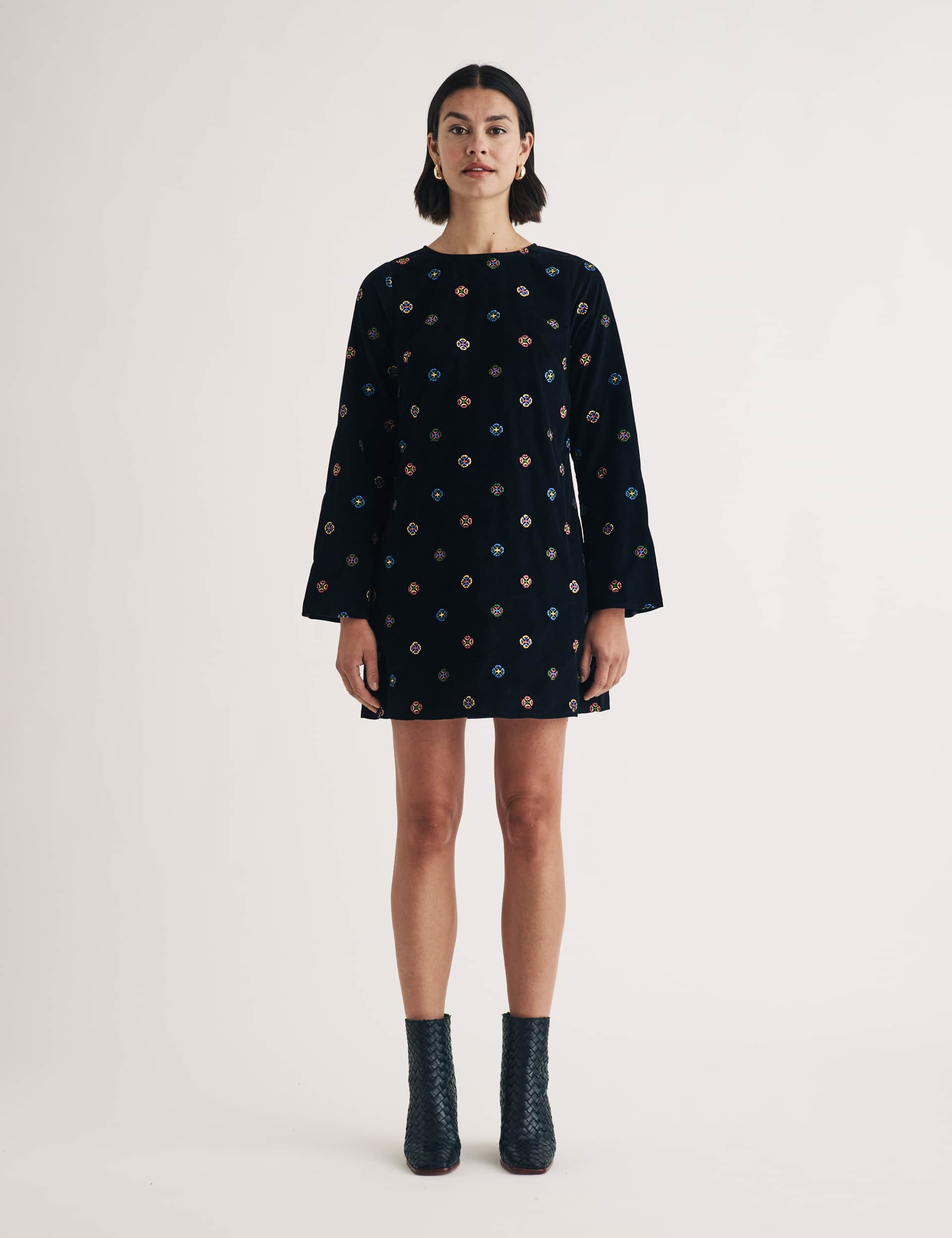 Nobody'S Child Women's Pure Cotton Embroidered Mini Swing Dress