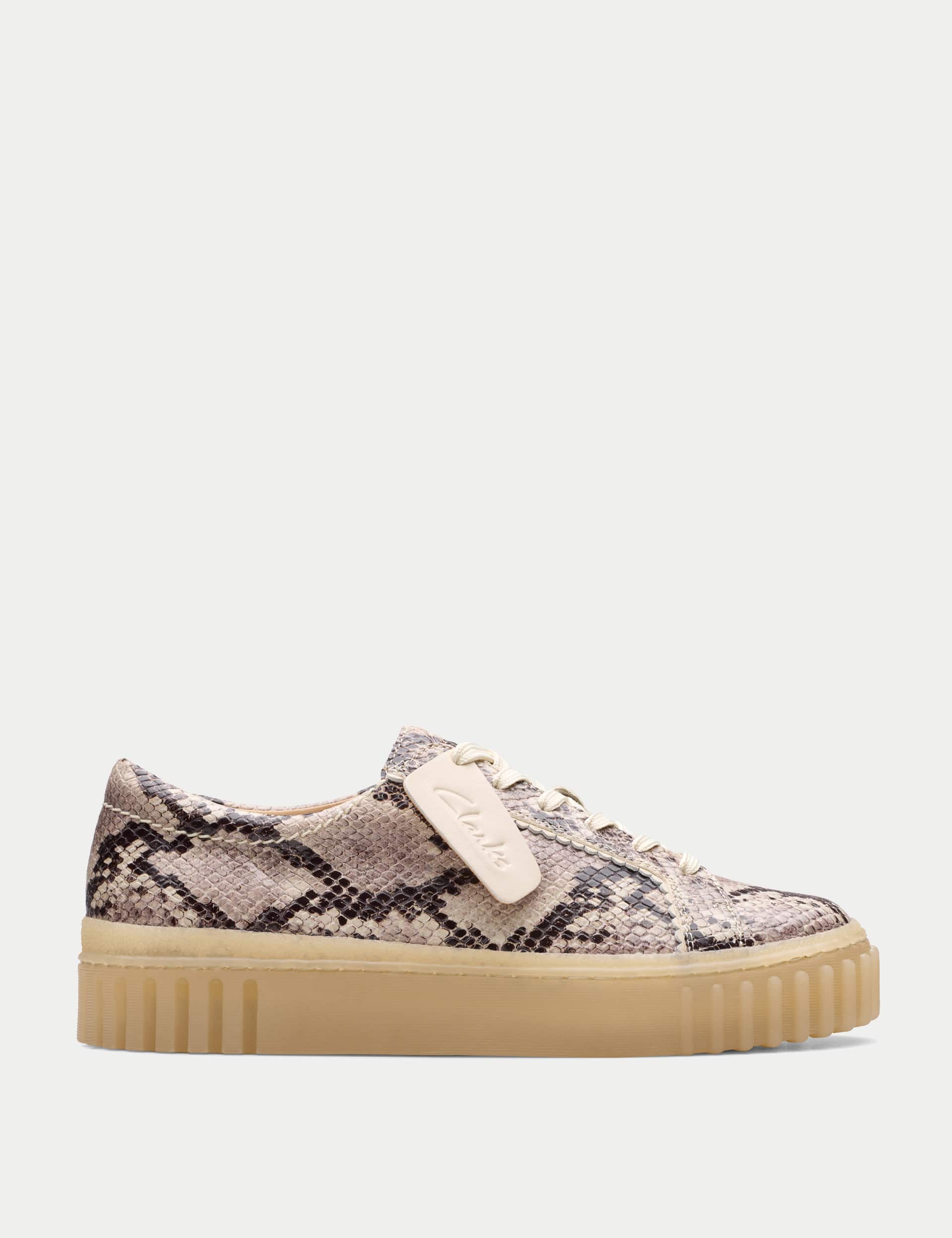 Clarks Women's Leather Animal Print Trainers