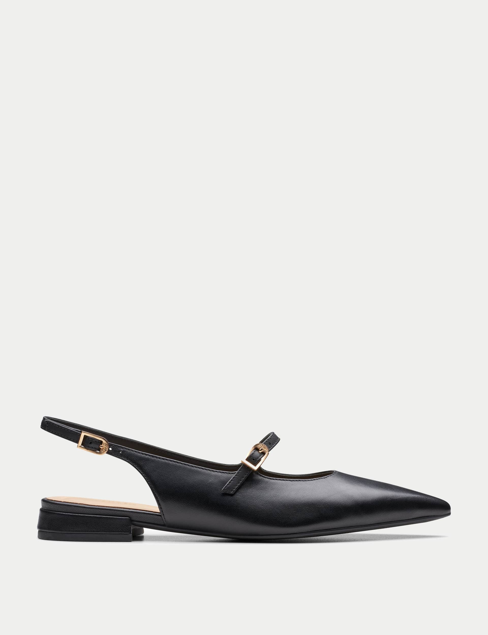 Clarks Women's Leather Buckle Flat Slingback Sandals