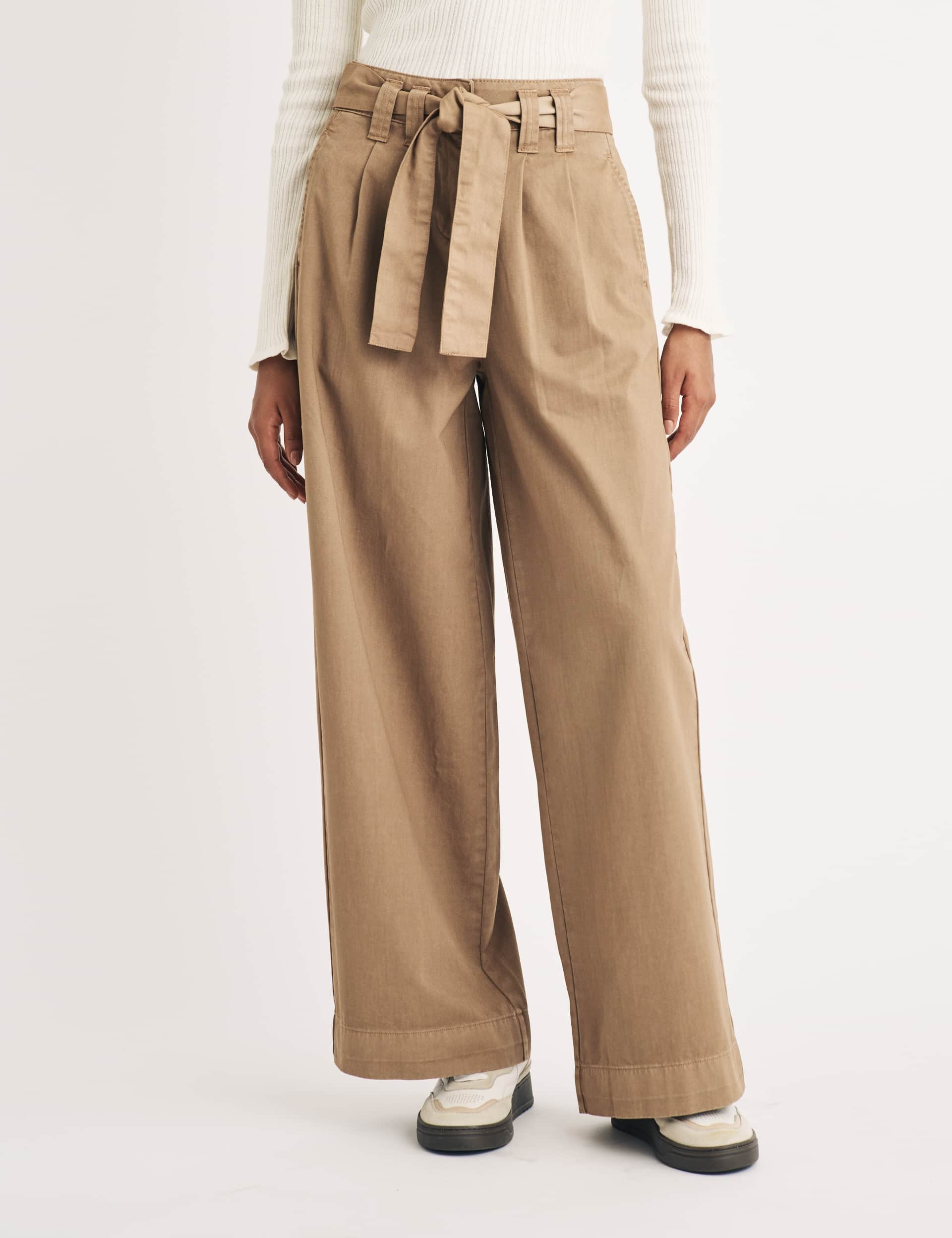 Nobody'S Child Women's Pure Cotton Wide Leg Trousers - 14 - Beige, Beige