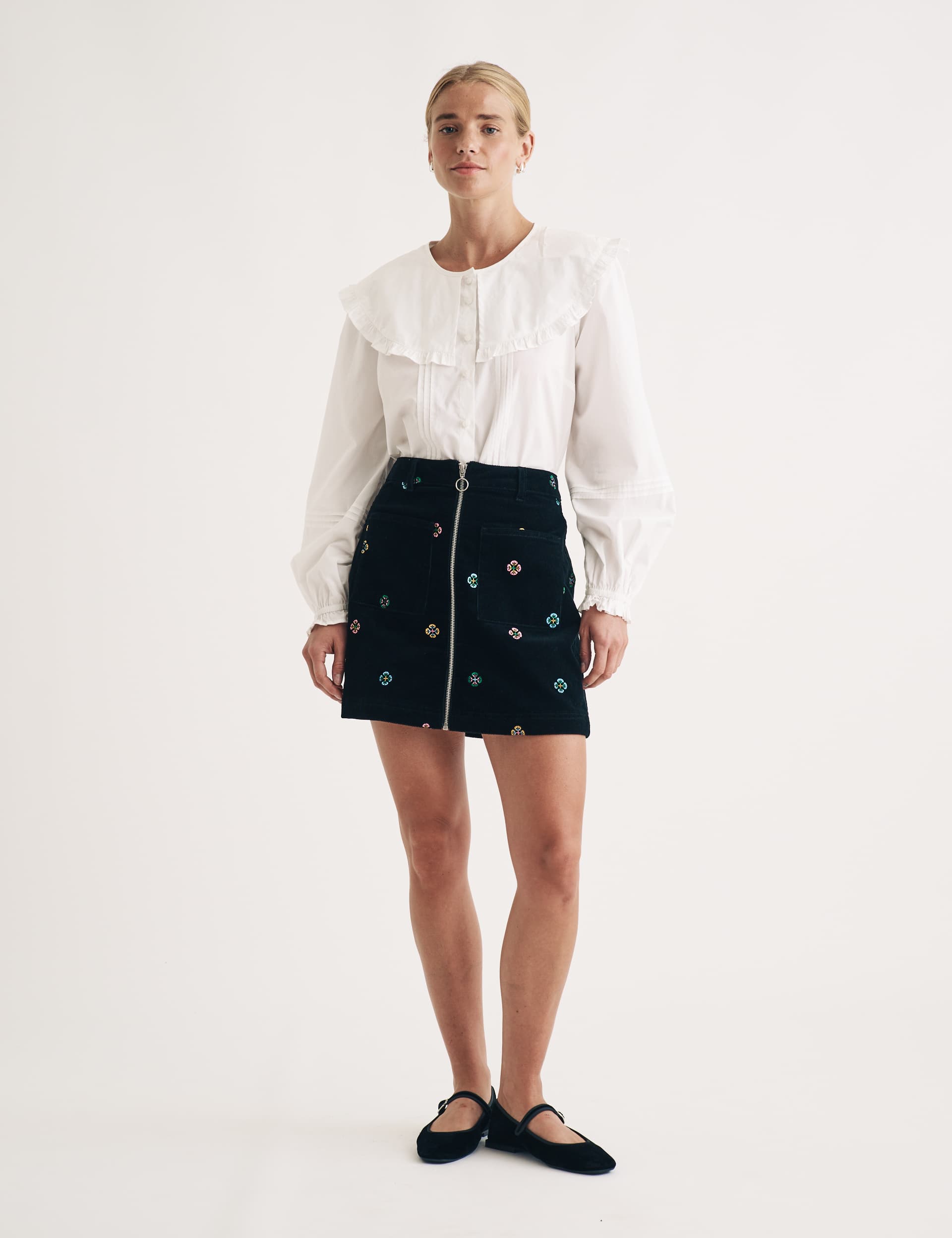 Nobody'S Child Women's Cord Floral Mini A-Line Skirt