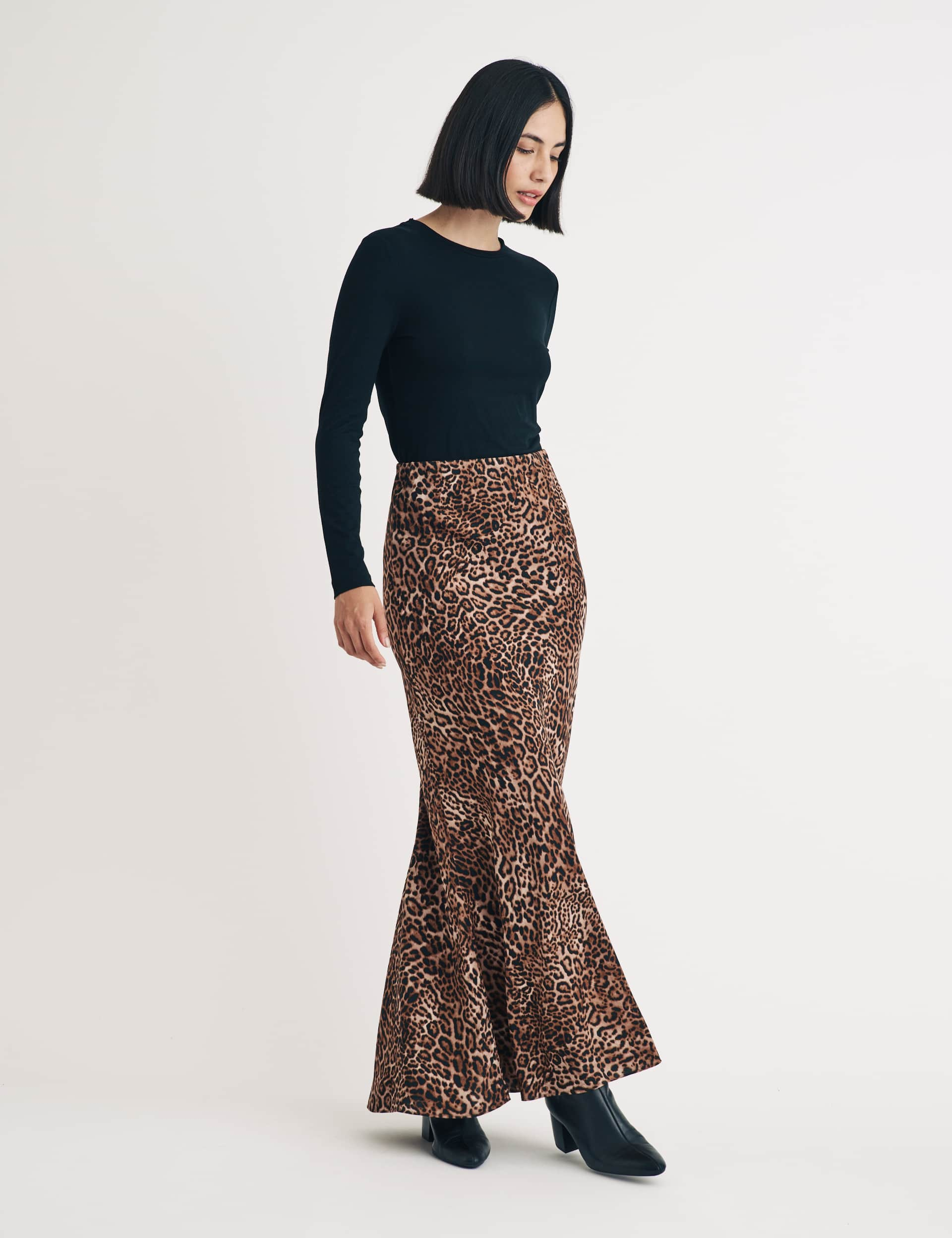 Nobody'S Child Women's Animal Print Midaxi Slip Skirt - 12 - Brown Mix, Brown Mix