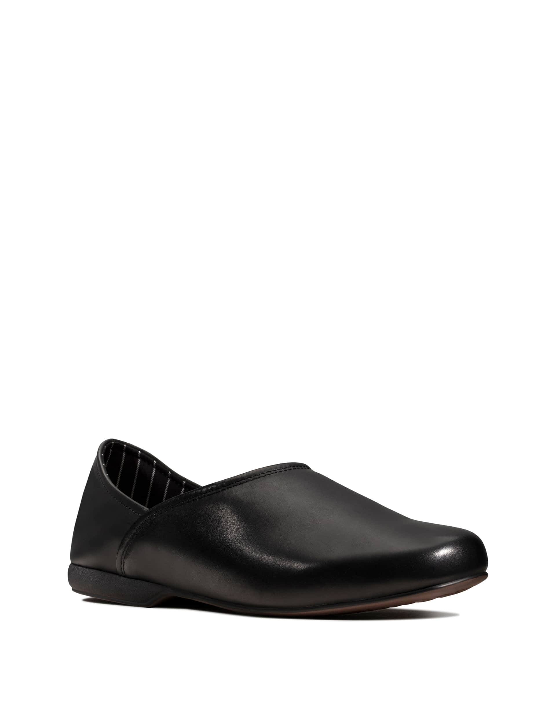 Clarks Men's Leather Slippers - 7 - Black, Black