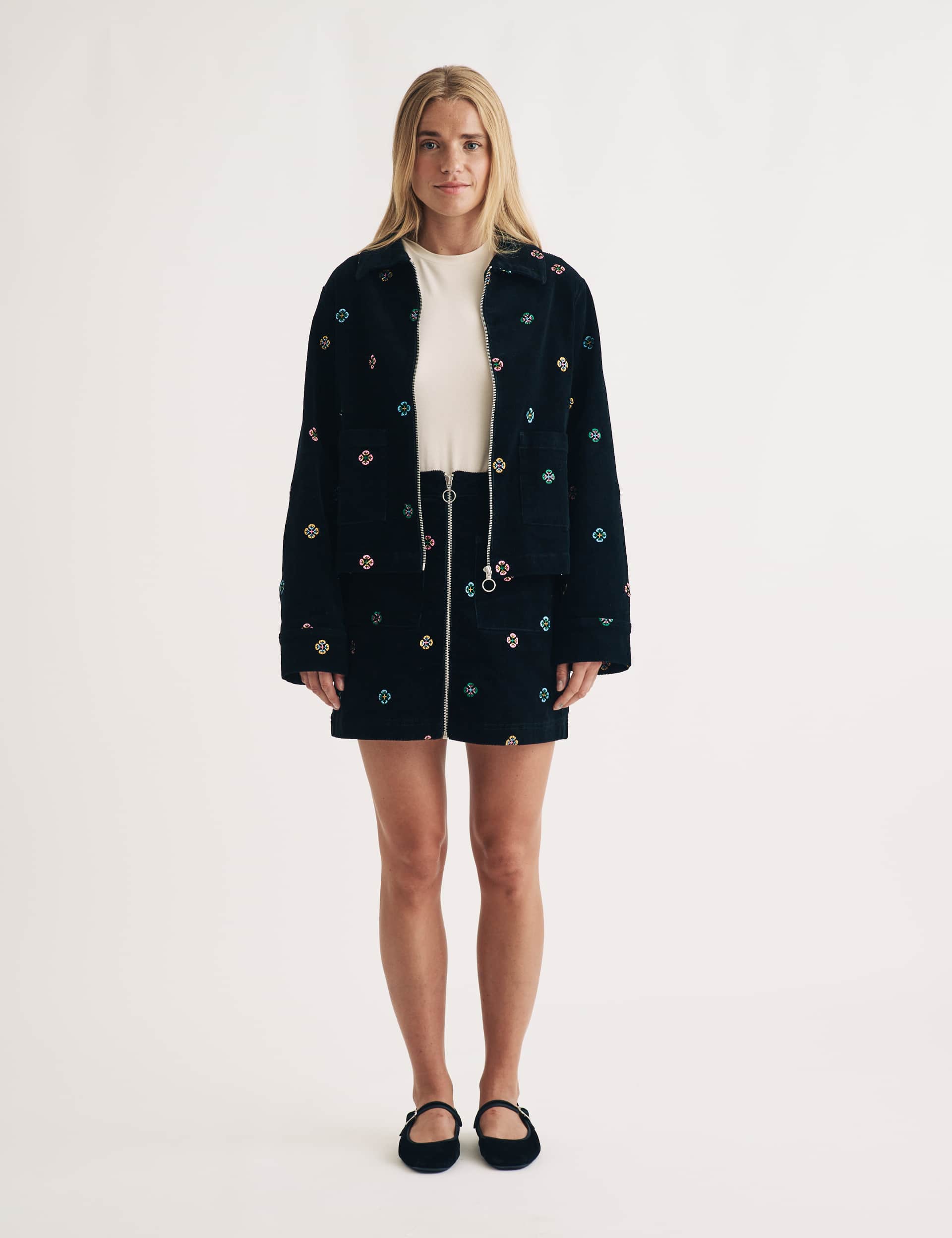 Nobody'S Child Women's Cord Embroidered Collared Relaxed Jacket