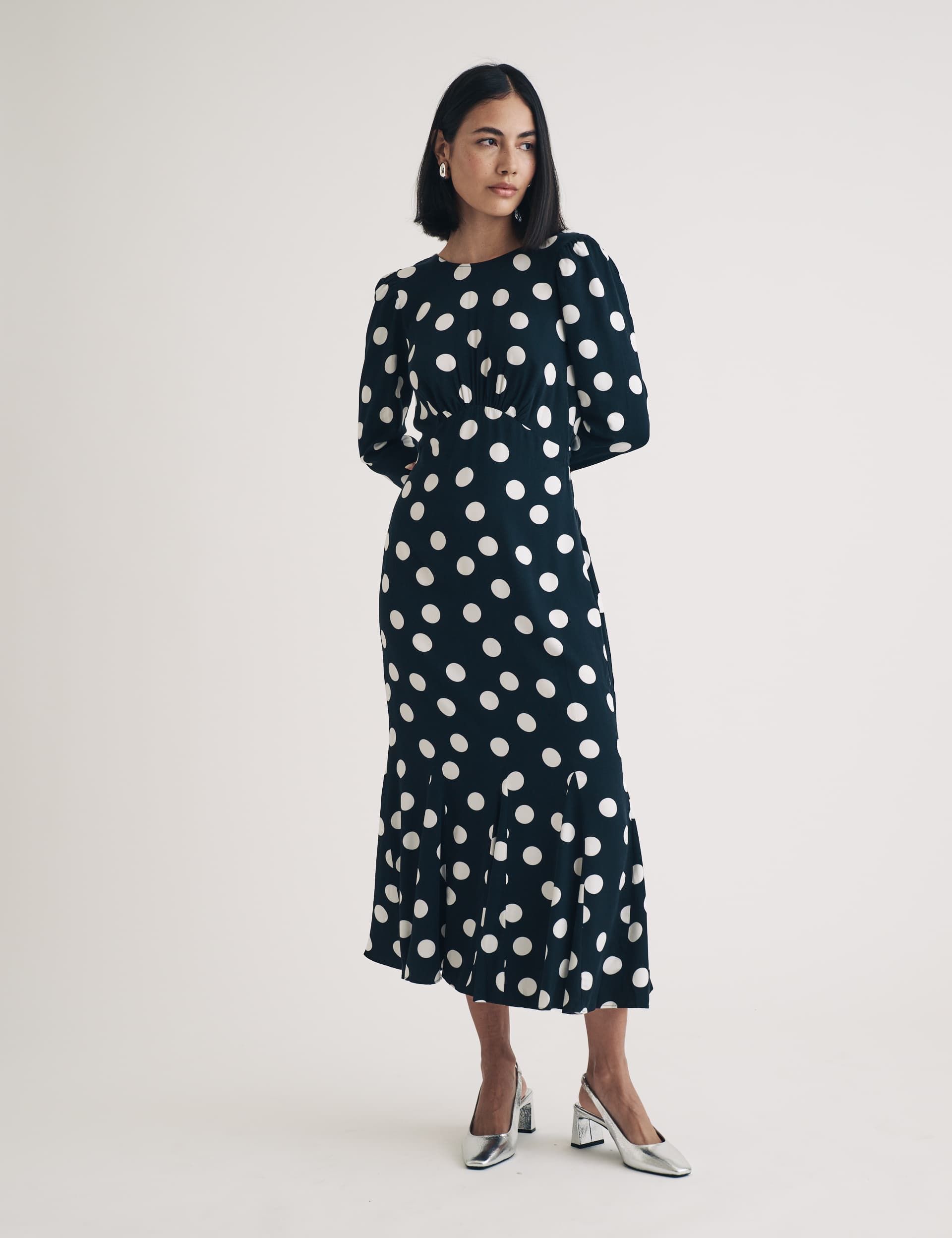 Nobody'S Child Women's Polka Dot Midi Tea Dress