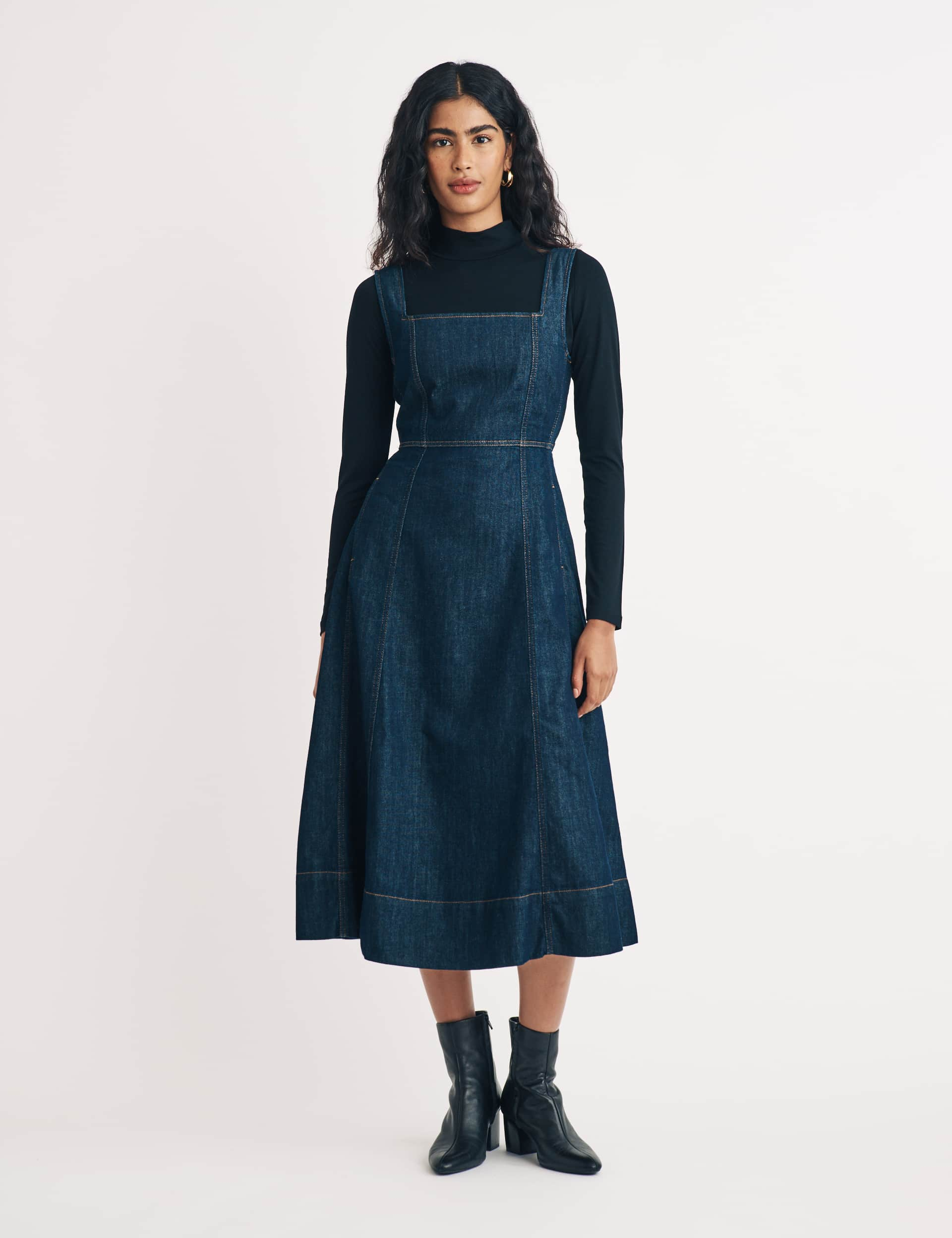 Nobody'S Child Women's Denim Square Neck Midi Waisted Dress - 10, Denim