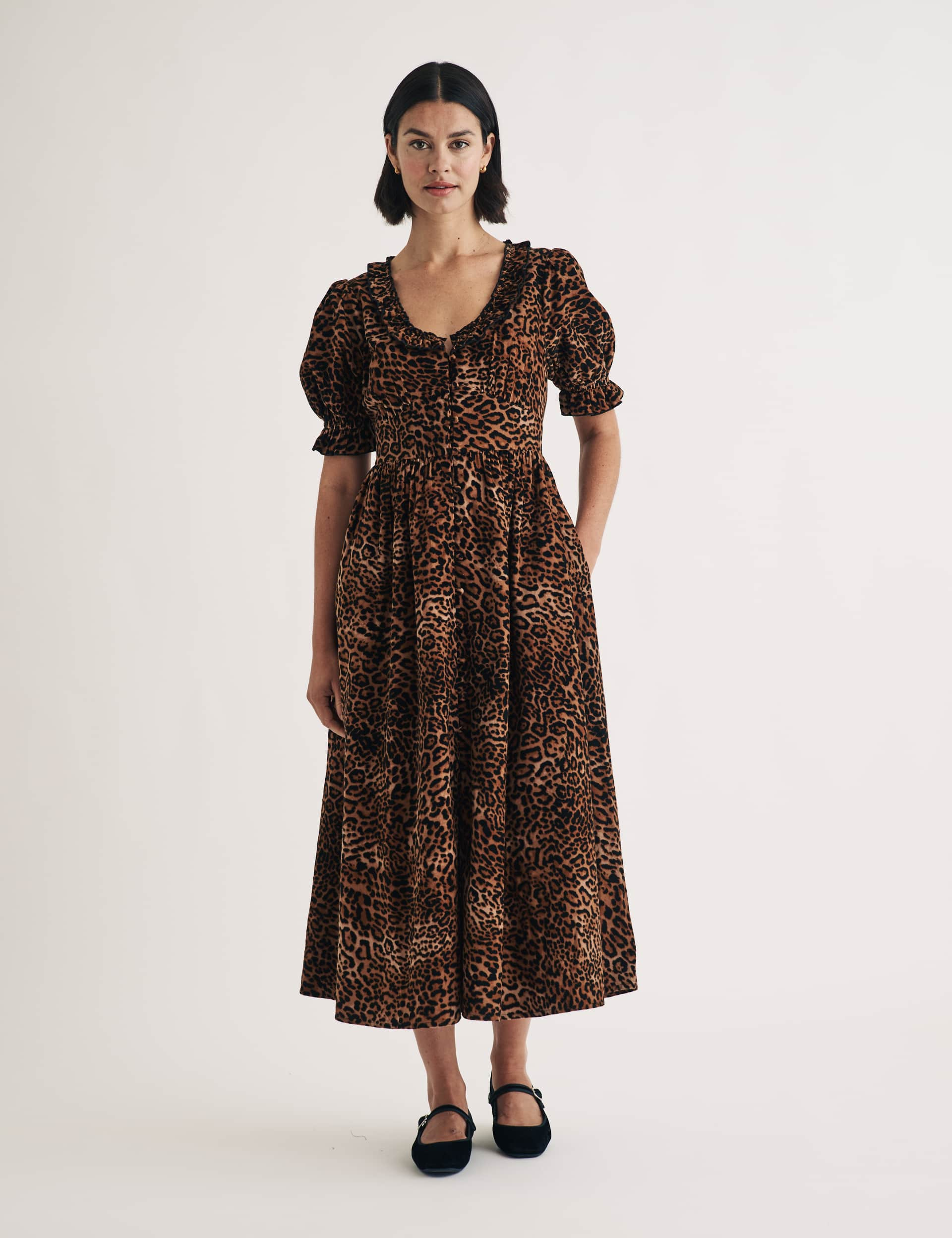 Nobody'S Child Women's Cord Animal Print Scoop Neck Dress - 10 - Brown Mix, Brown Mix