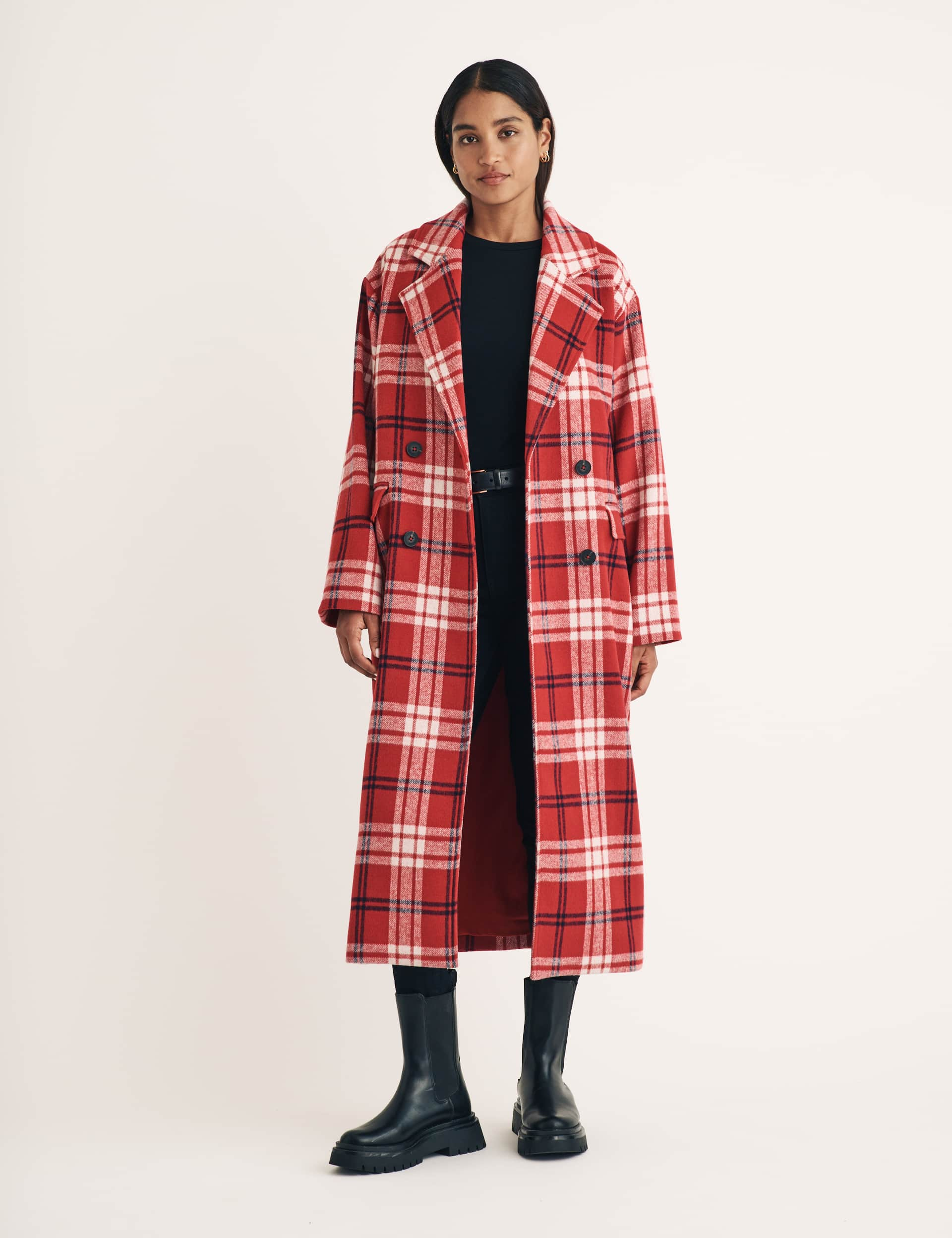 Nobody'S Child Women's Wool Blend Checked Longline Tailored Coat - S - Multi, Multi