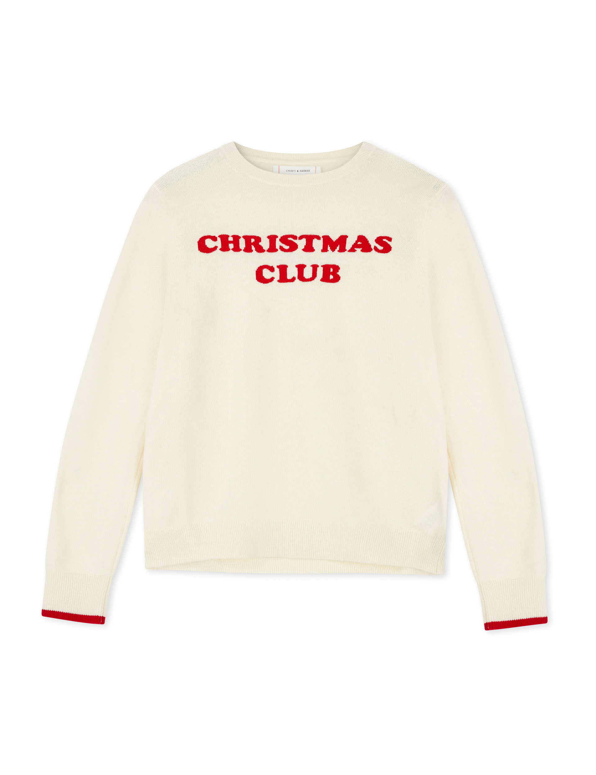 Chinti & Parker Women's Wool Rich With Cashmere Christmas Club Slogan Jumper - XS - Cream, Cream,Dee