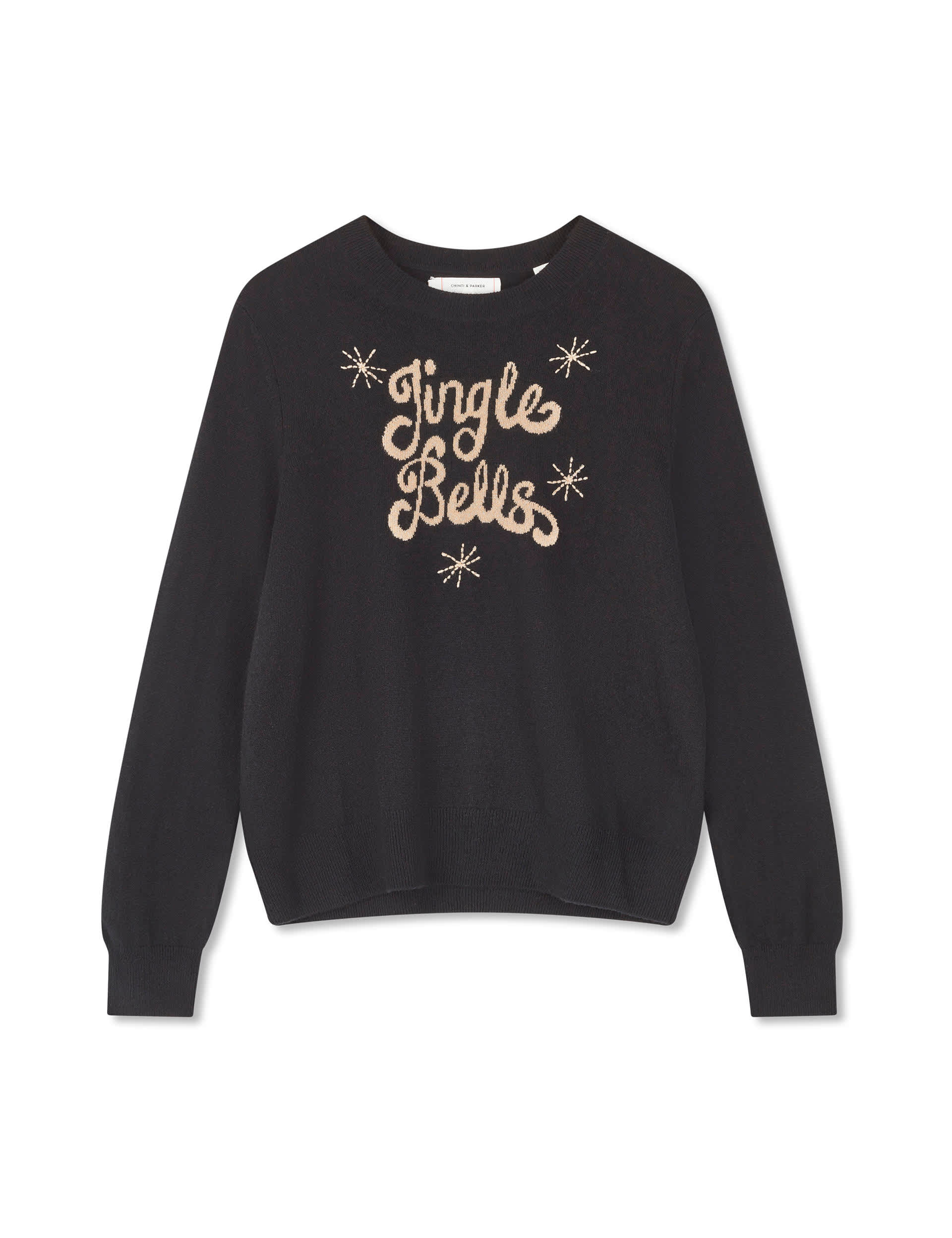 Chinti & Parker Women's Wool Rich With Cashmere Jingle Bells Slogan Jumper - XS - Black, Black