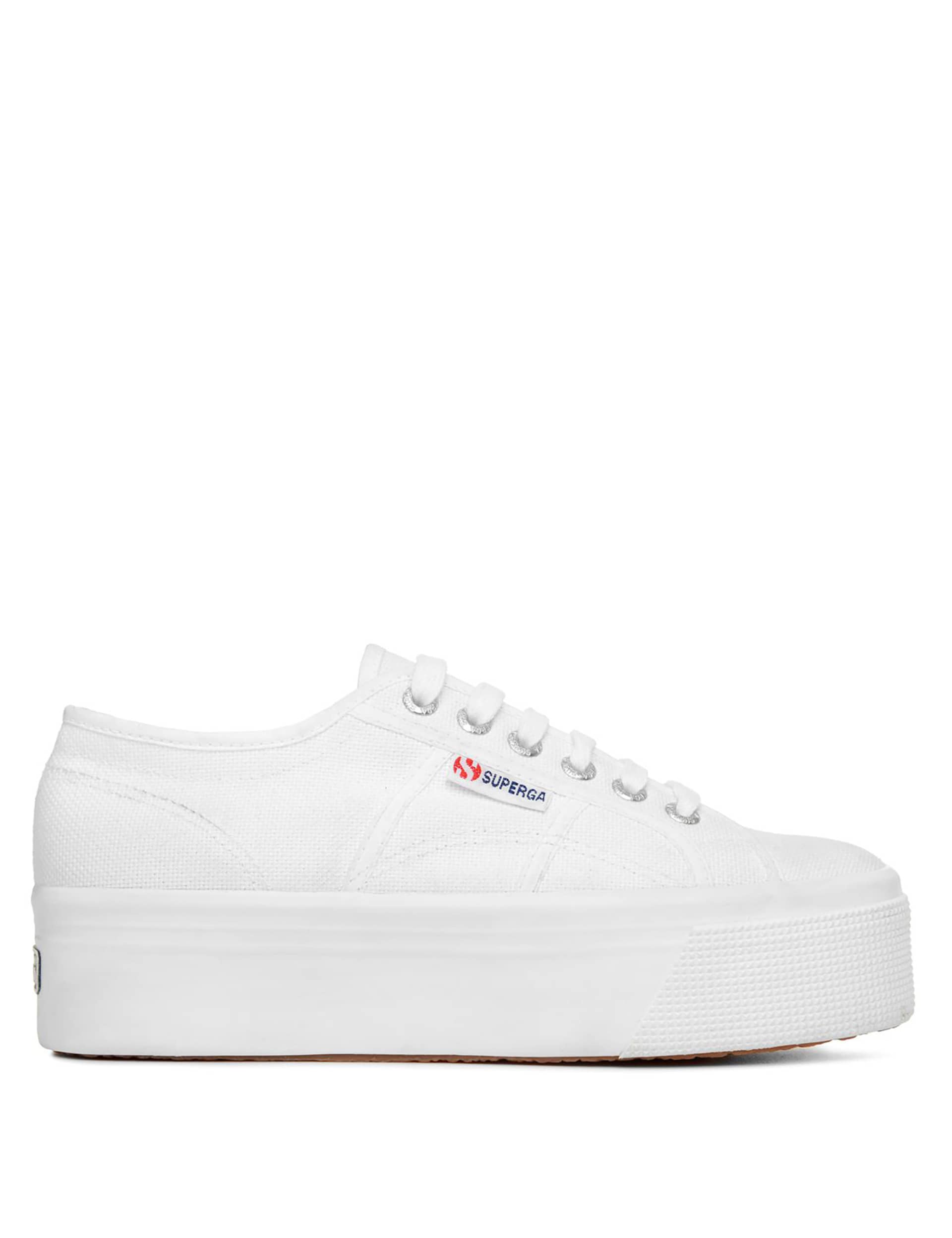 Superga Women's 2790 Acotw Canvas Flatform Lace Up Trainers - 6 - White, White