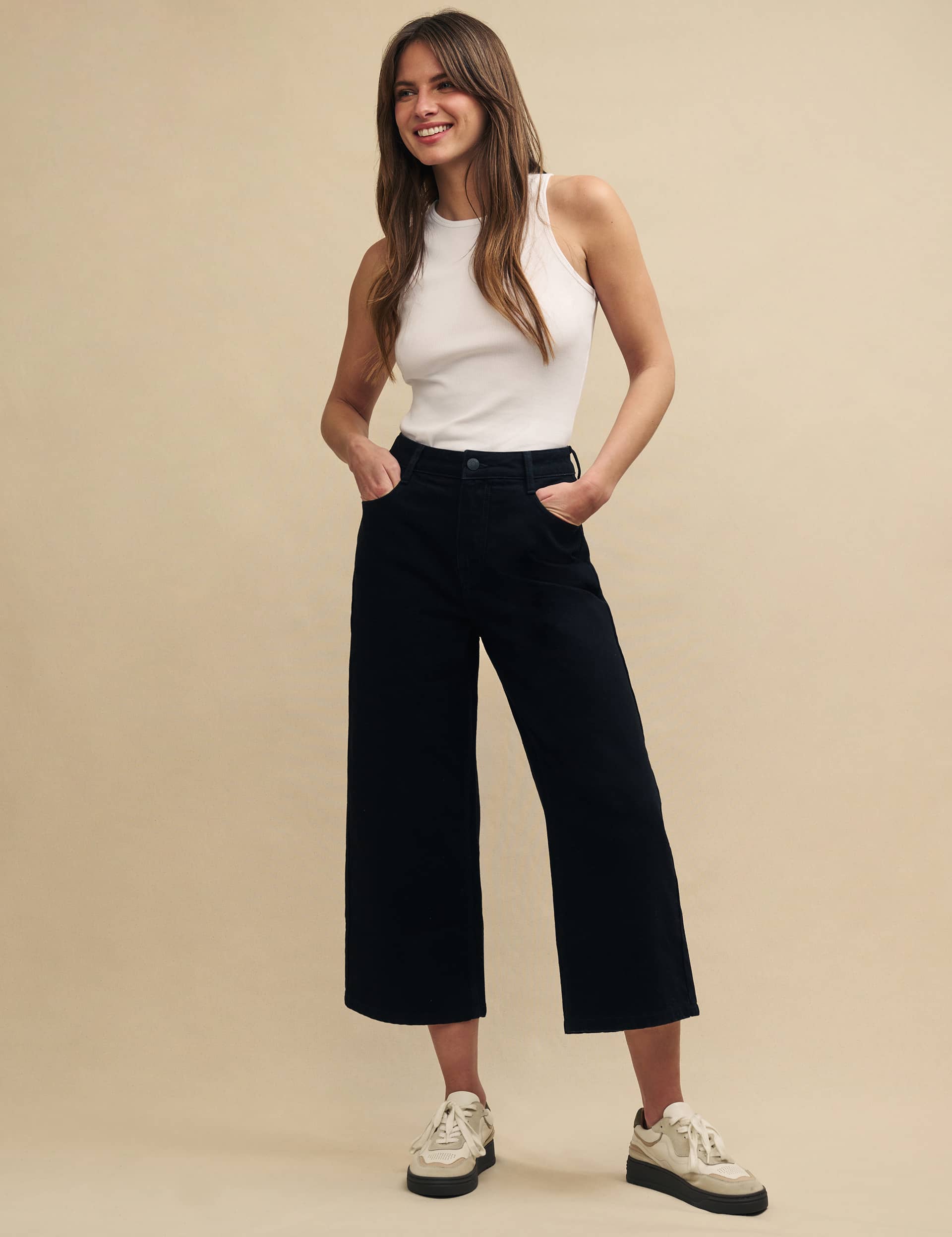 Nobody'S Child X Happy Place Women's Cropped Wide Leg Jeans