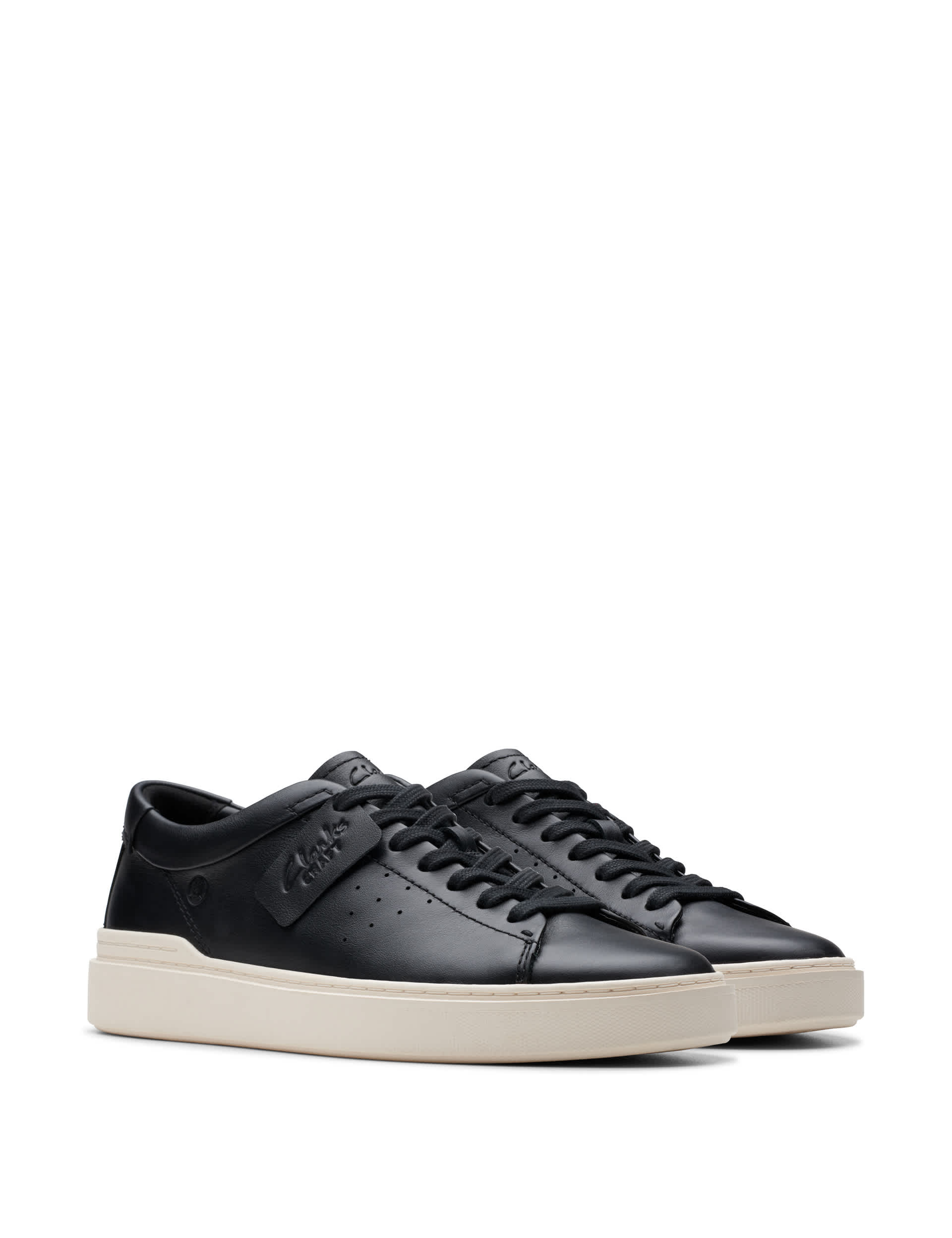 Clarks Men's Leather Lace Up Trainers - 6.5 - Black, Black